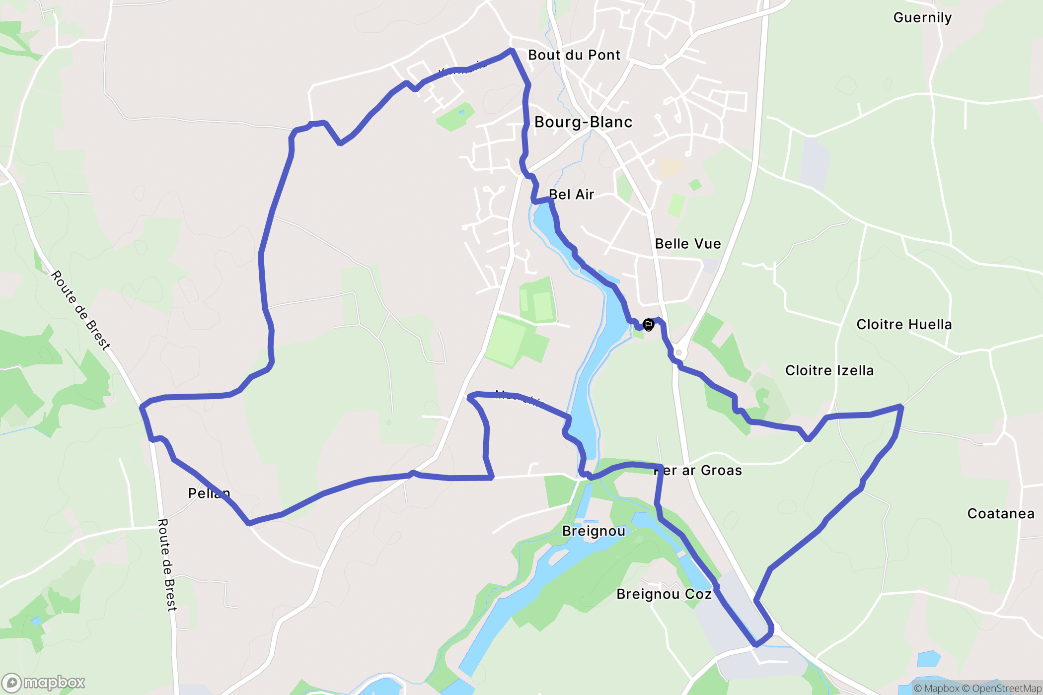 Bourg-Blanc : carte du parcours de randonnée - France