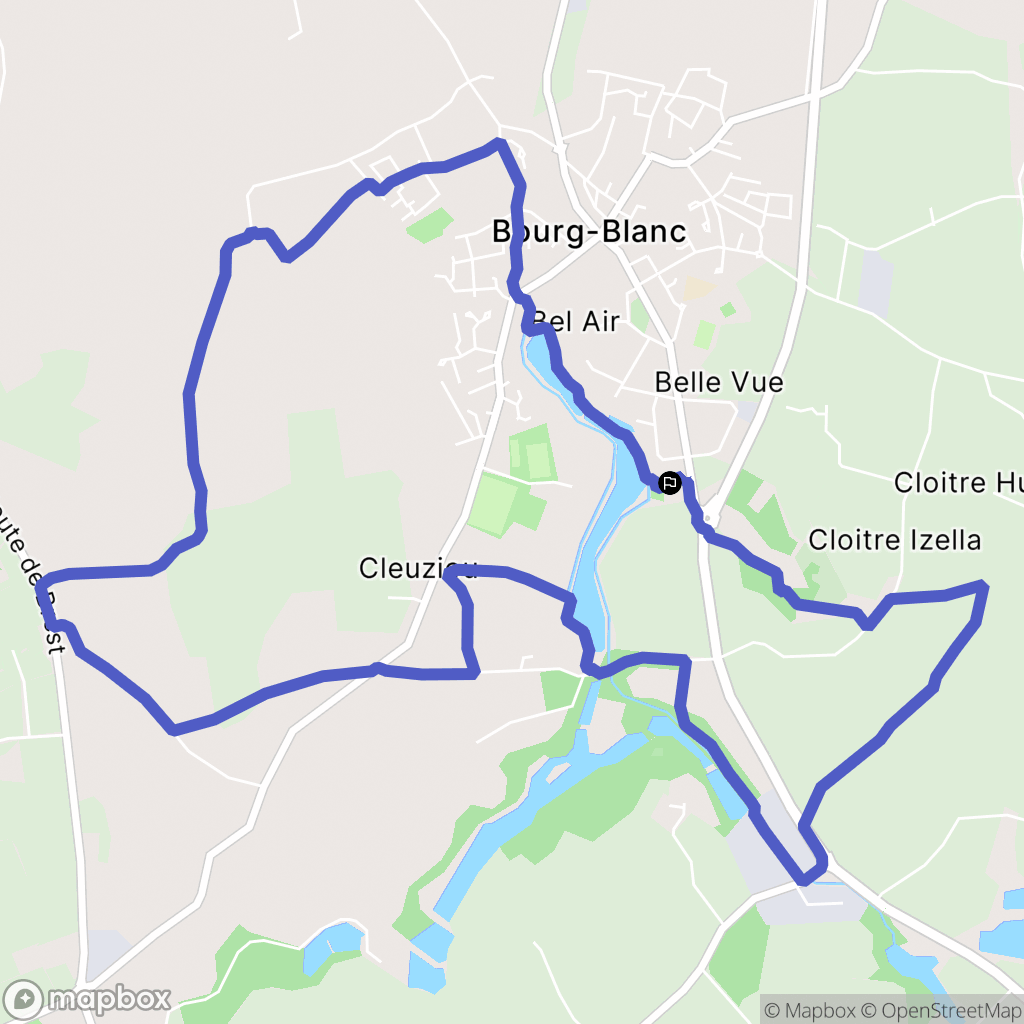 Bourg-Blanc : carte du parcours de randonnée - France