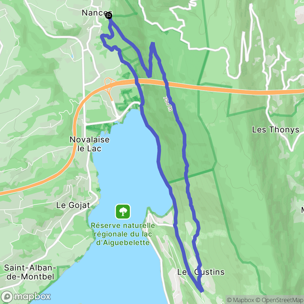 Nances : carte du parcours de randonnée - France