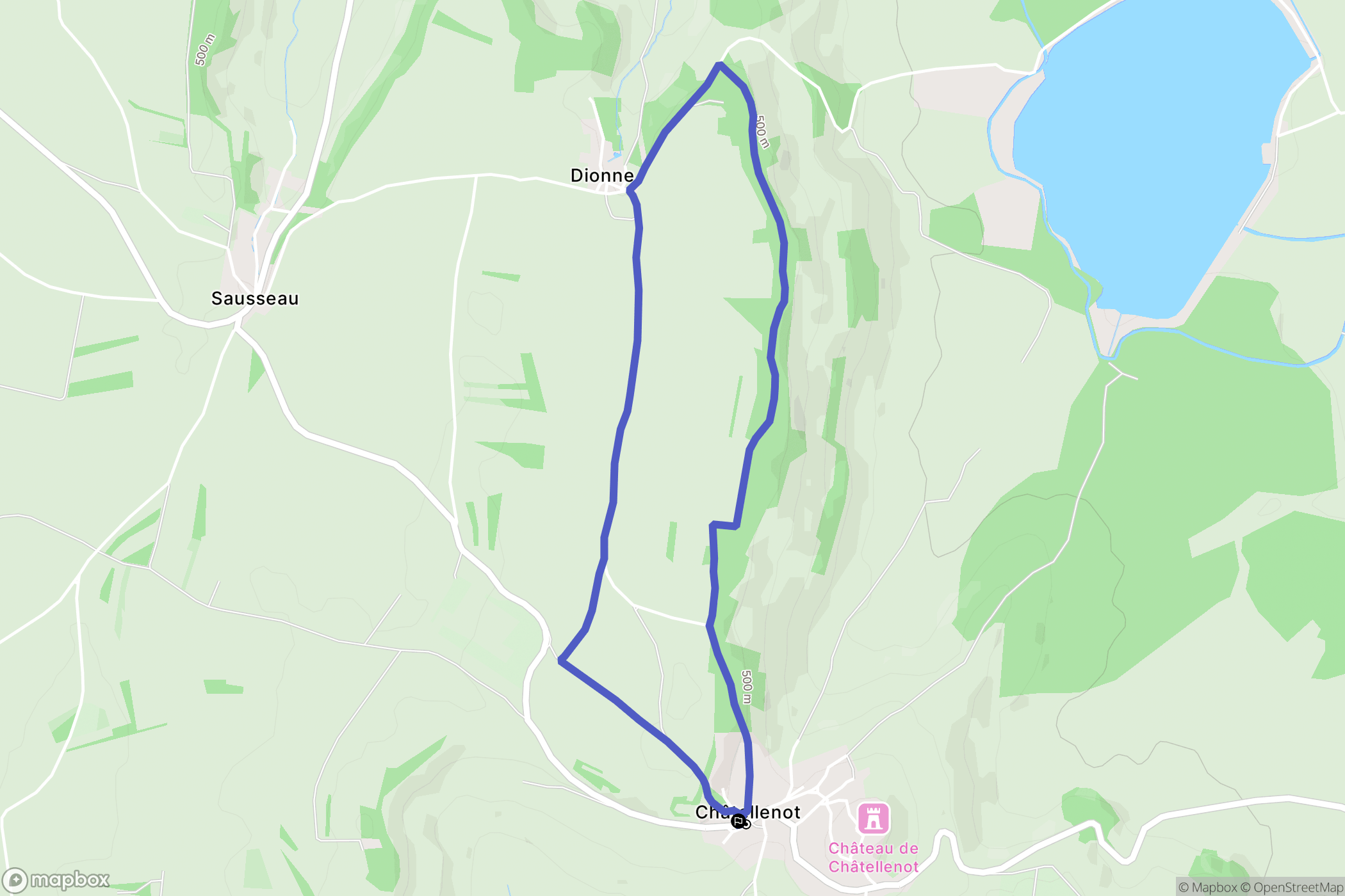 Châtellenot : carte du parcours de randonnée - France
