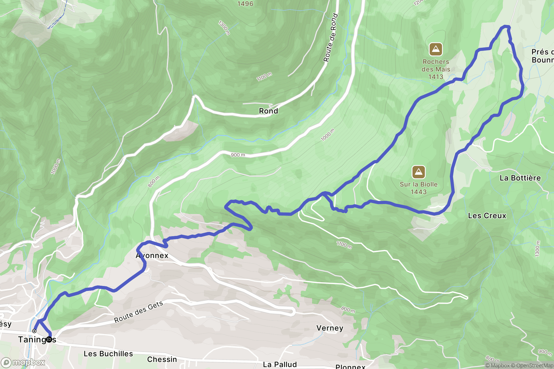 Taninges : carte du parcours de randonnée - France