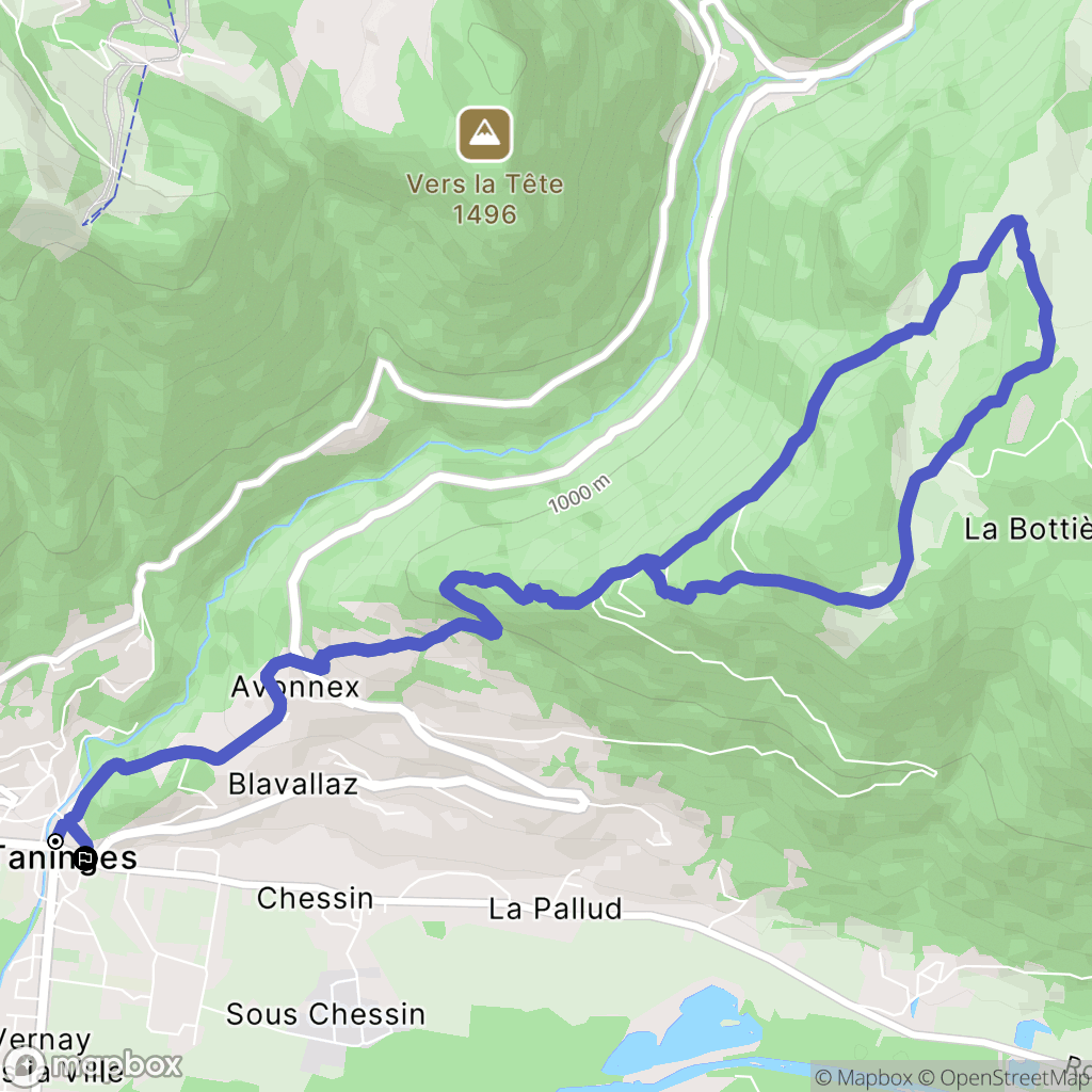Taninges : carte du parcours de randonnée - France