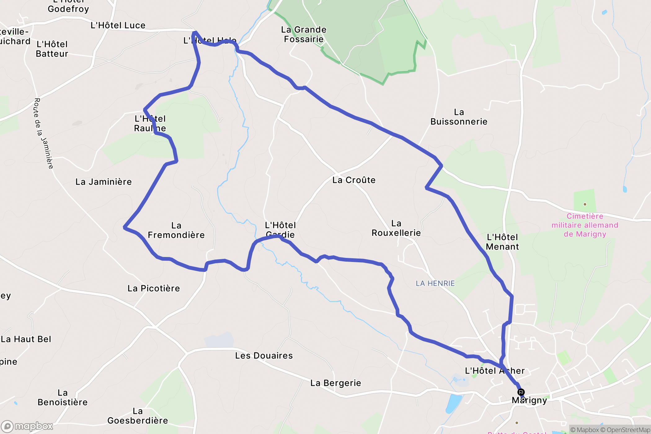 Marigny-le-Lozon : carte du parcours de randonnée - France
