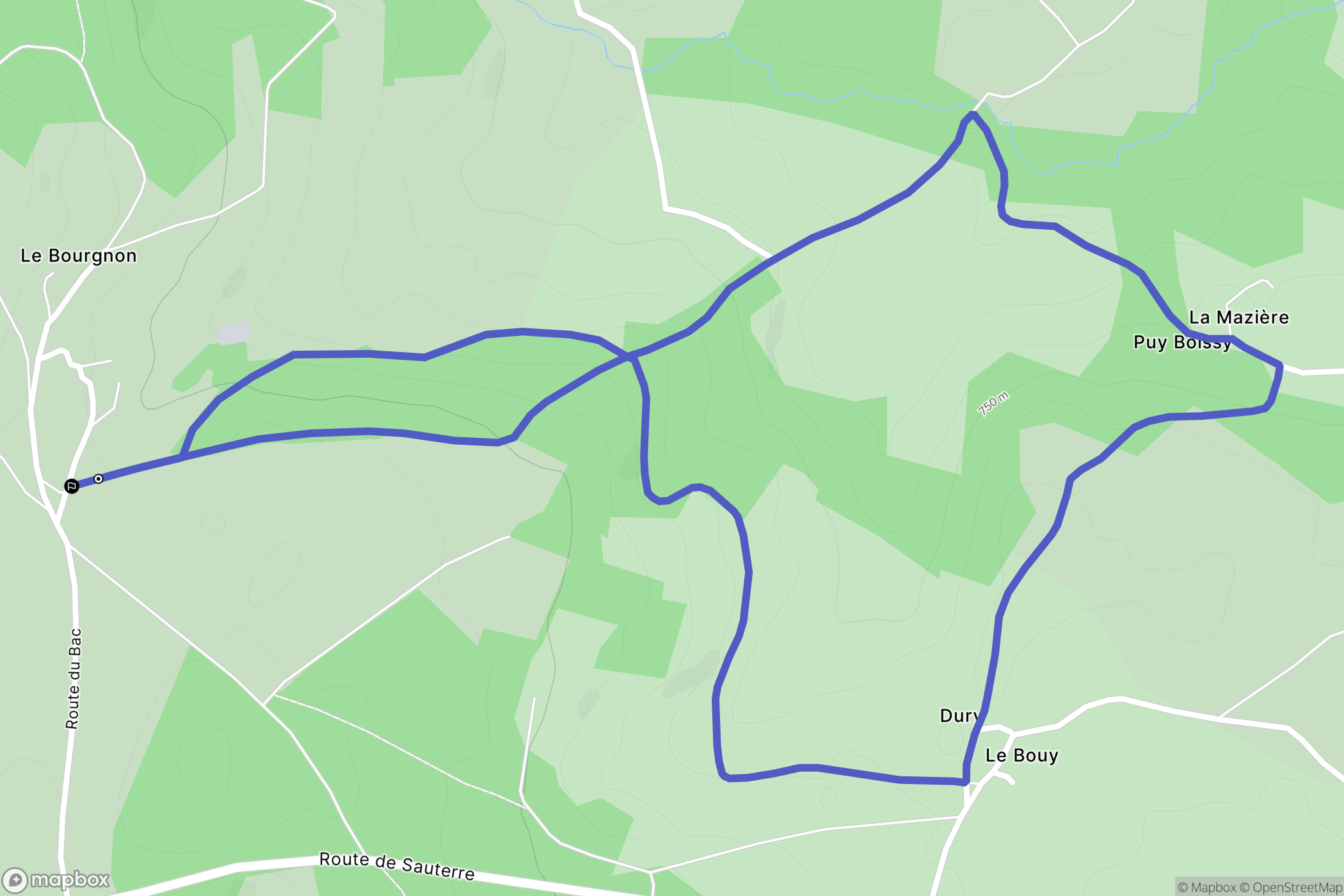 Charbonnières-les-Varennes : carte du parcours de randonnée - France