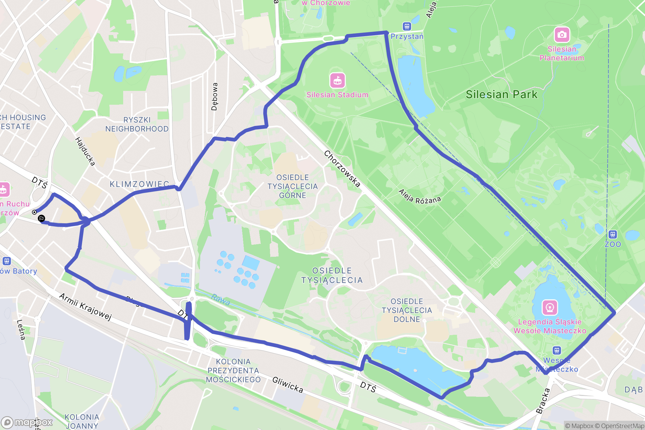Chorzów: mapa trasy - Poland