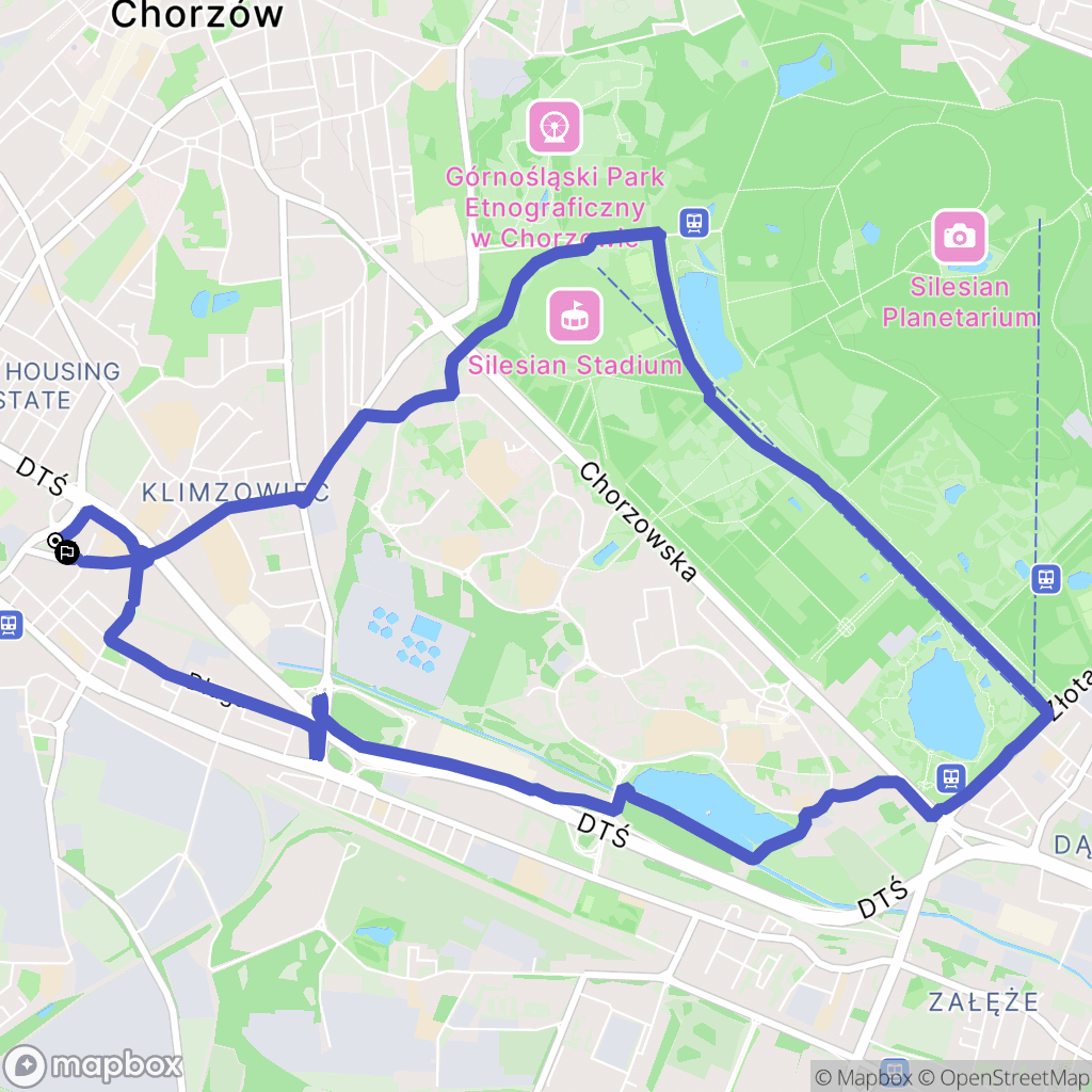 Chorzów: mapa trasy - Poland