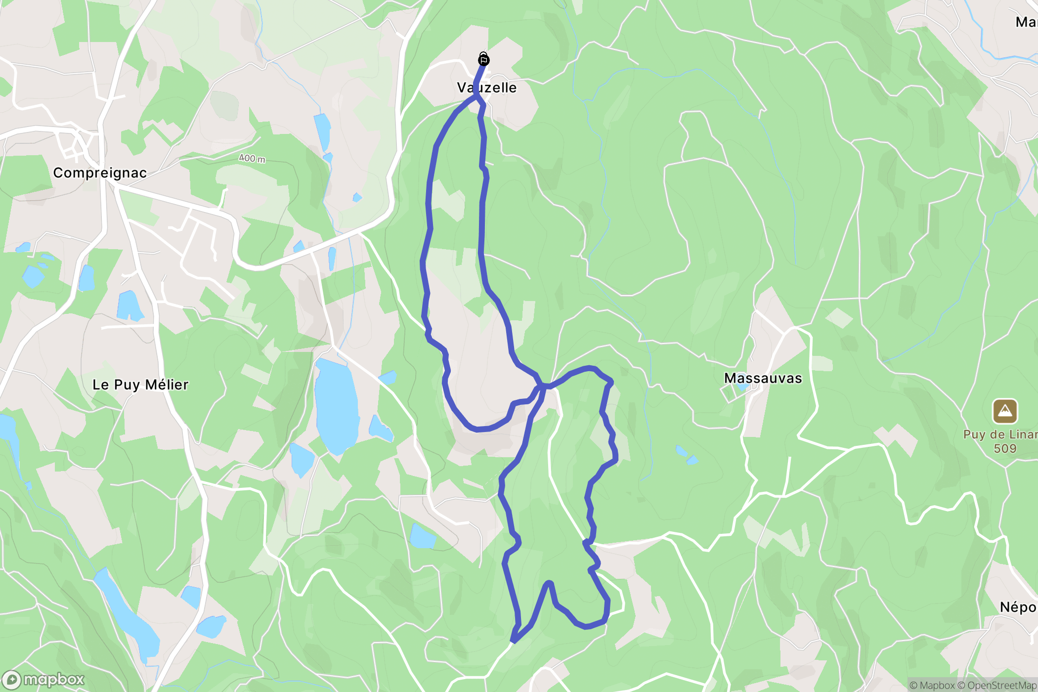 Compreignac : carte du parcours de randonnée - France