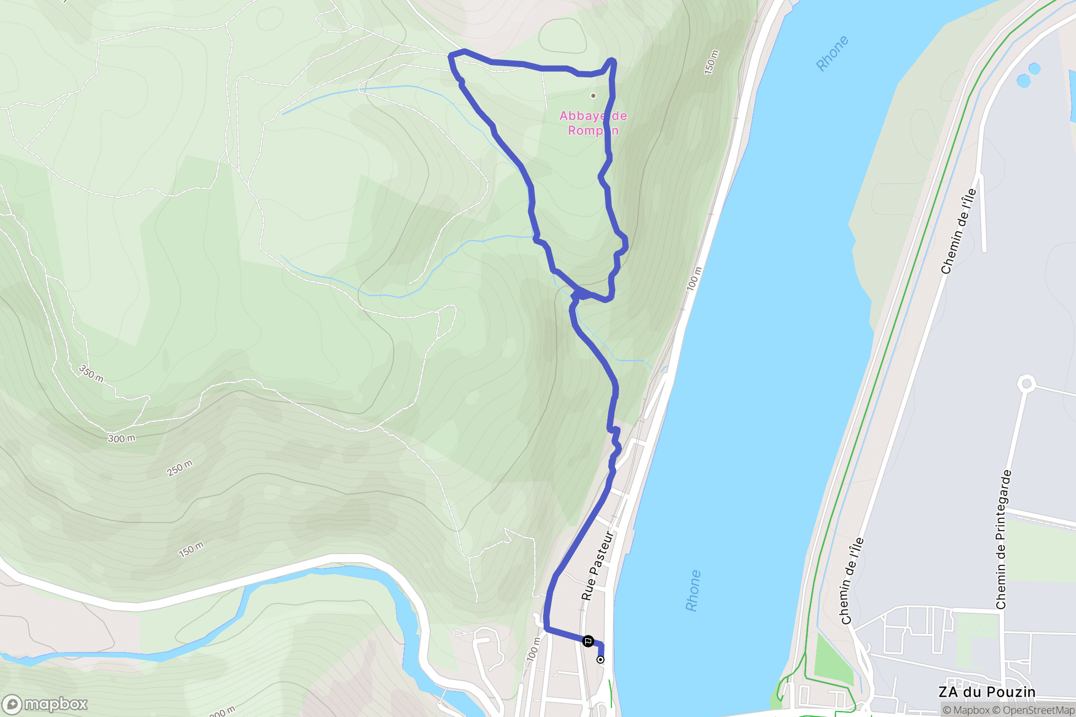 Le Pouzin : carte du parcours de randonnée - France