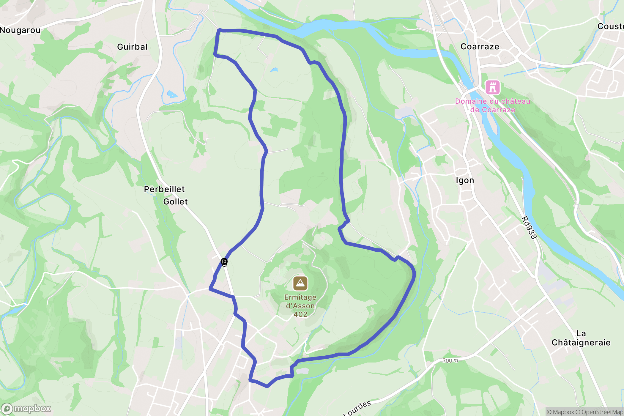 Asson : carte du parcours de randonnée - France
