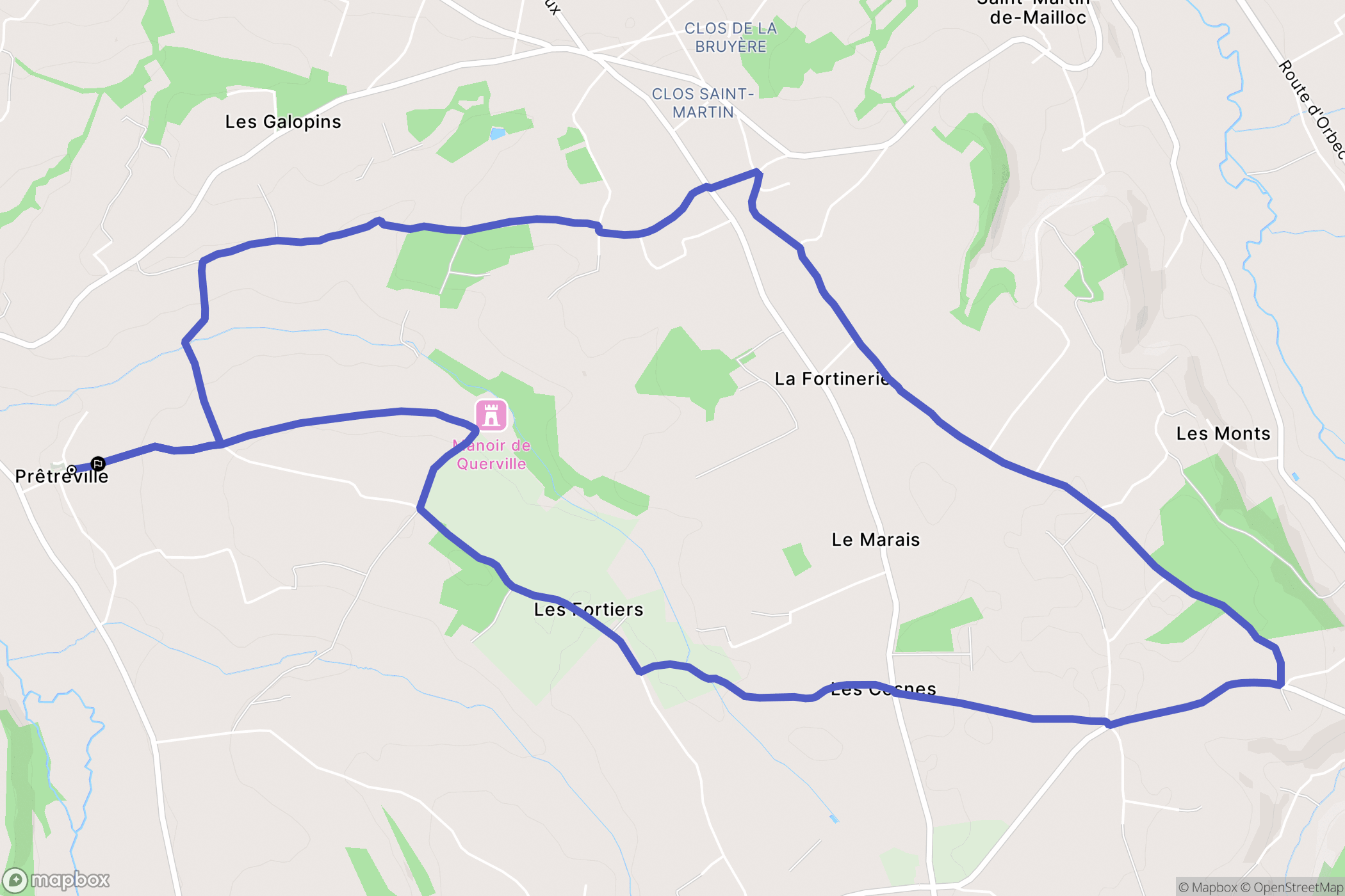 Prêtreville : carte du parcours de randonnée - France