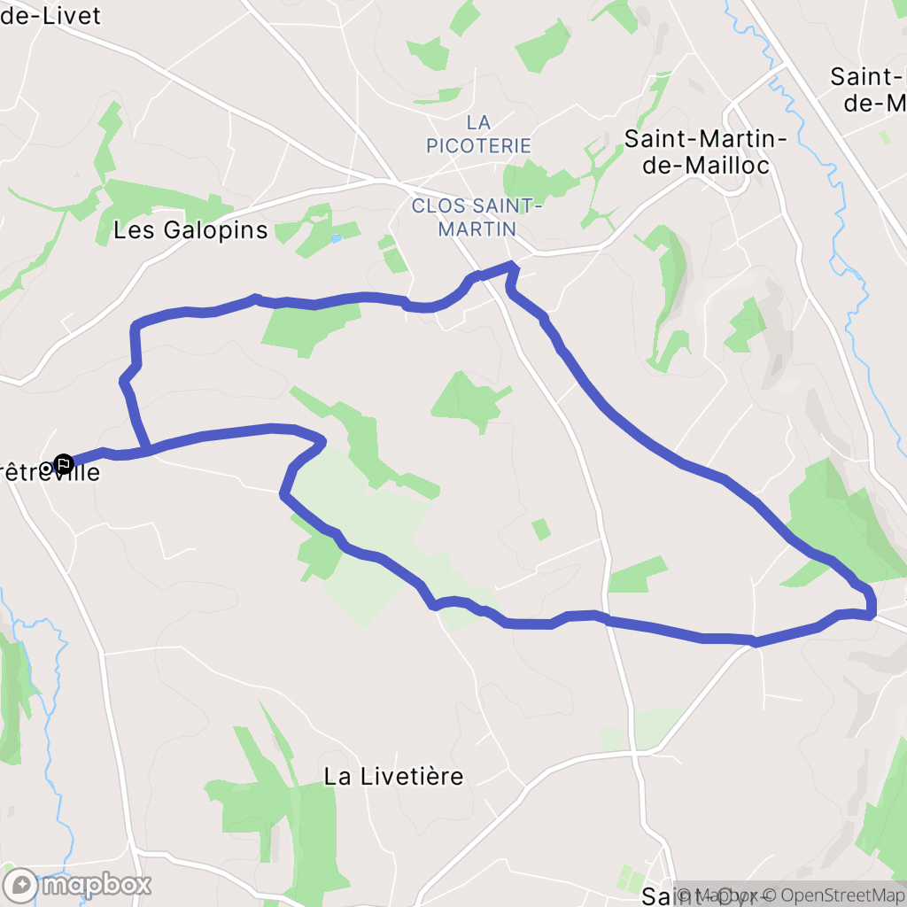 Prêtreville : carte du parcours de randonnée - France