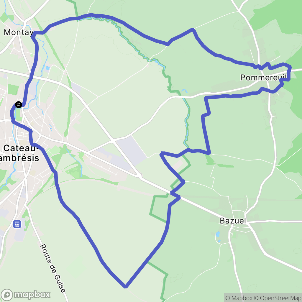 Le Cateau-Cambrésis : carte du parcours de randonnée - France