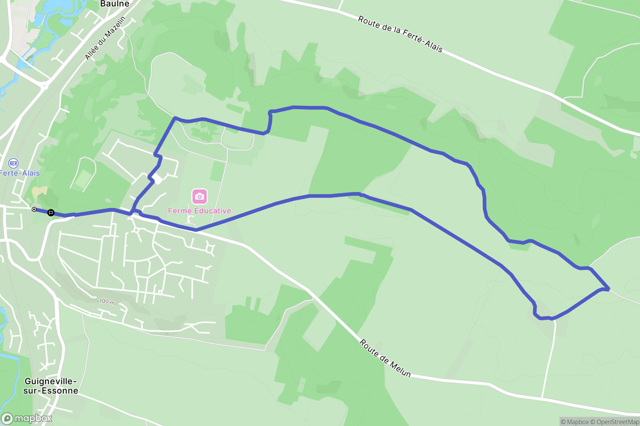 La Ferté-Alais : carte du parcours de randonnée - France