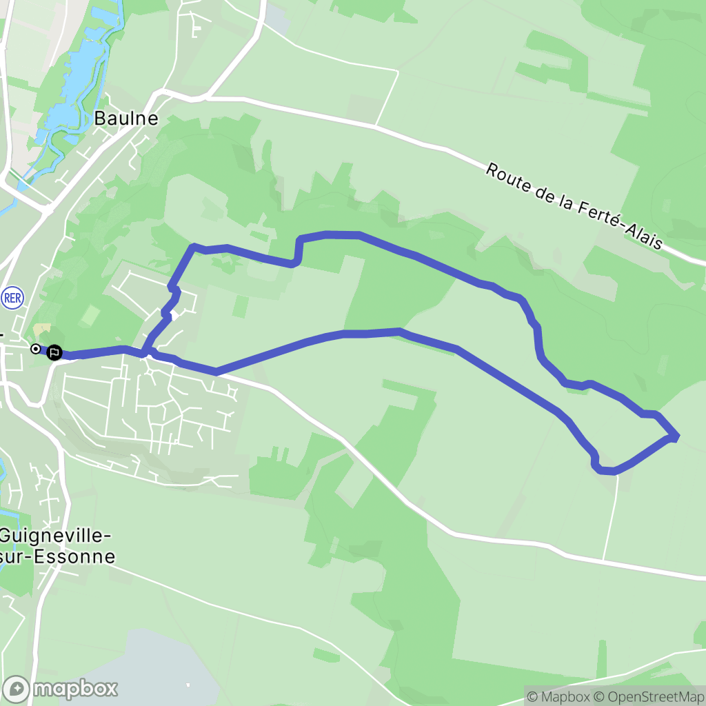 La Ferté-Alais : carte du parcours de randonnée - France