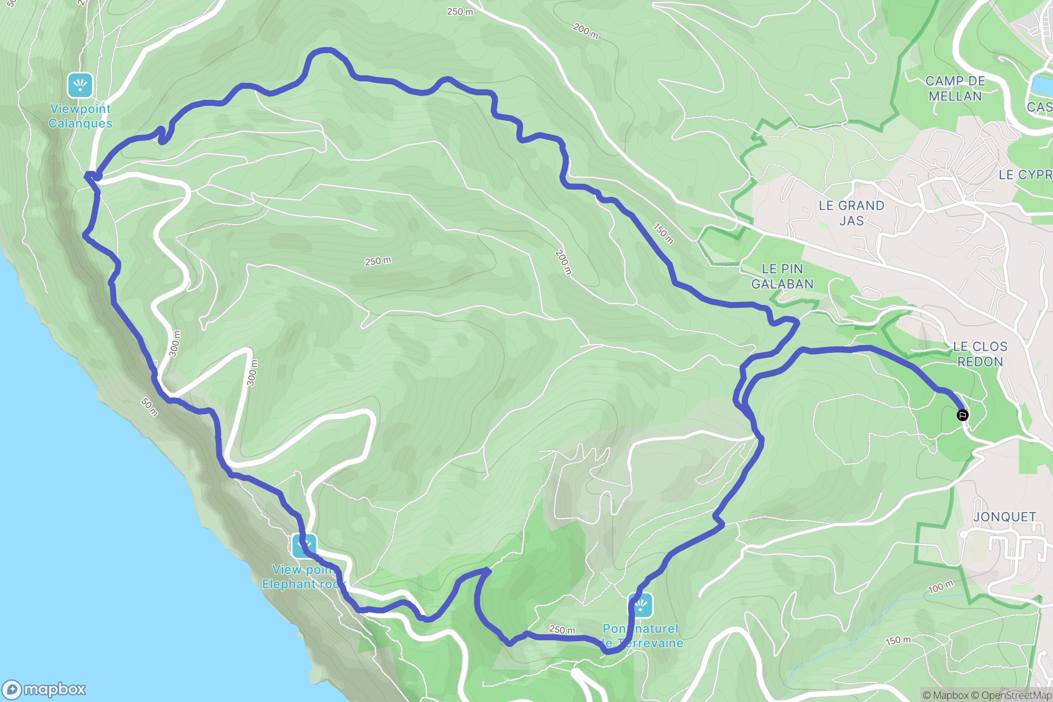 La Ciotat : carte du parcours de randonnée - France