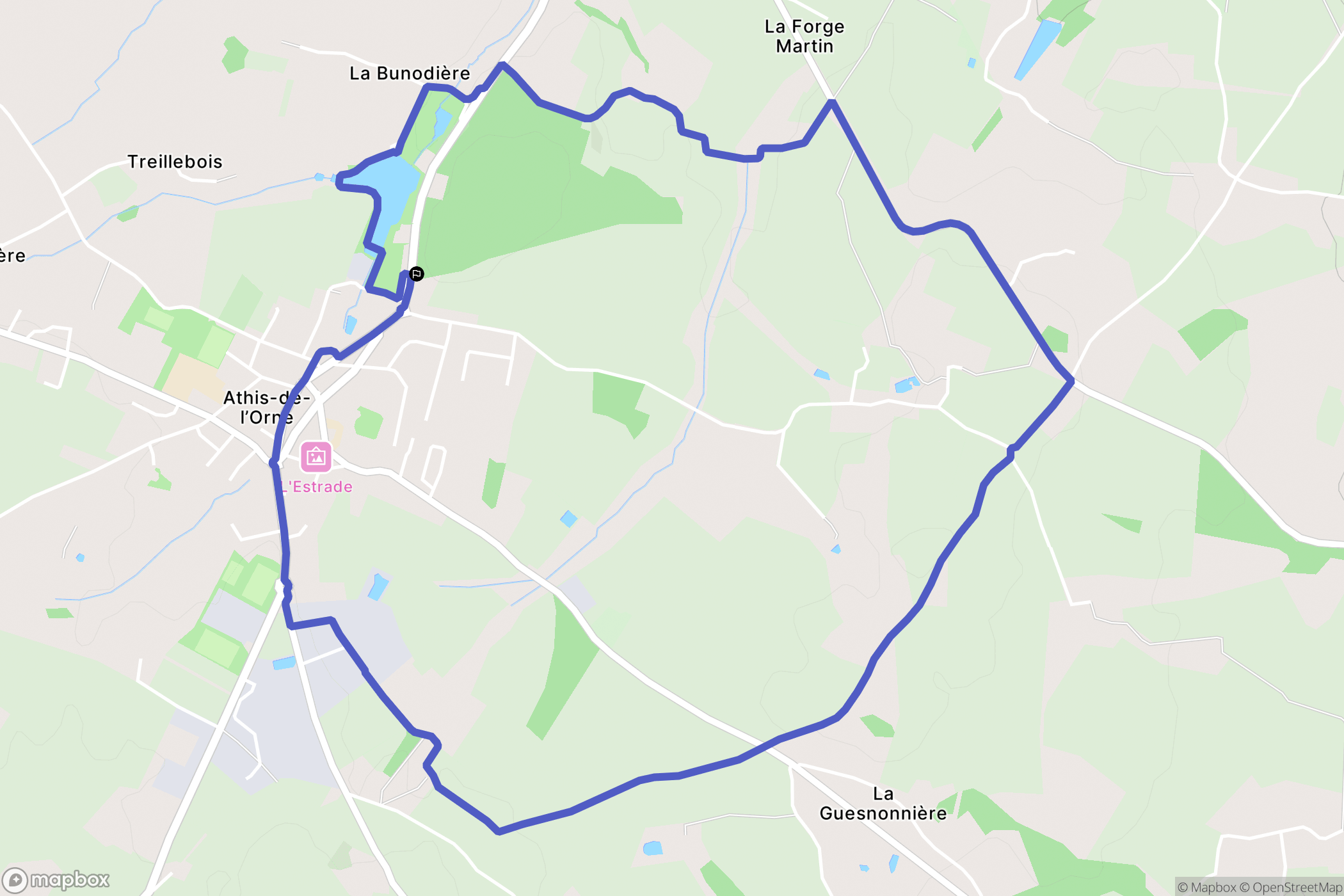 Athis-Val-de-Rouvre : carte du parcours de randonnée - France