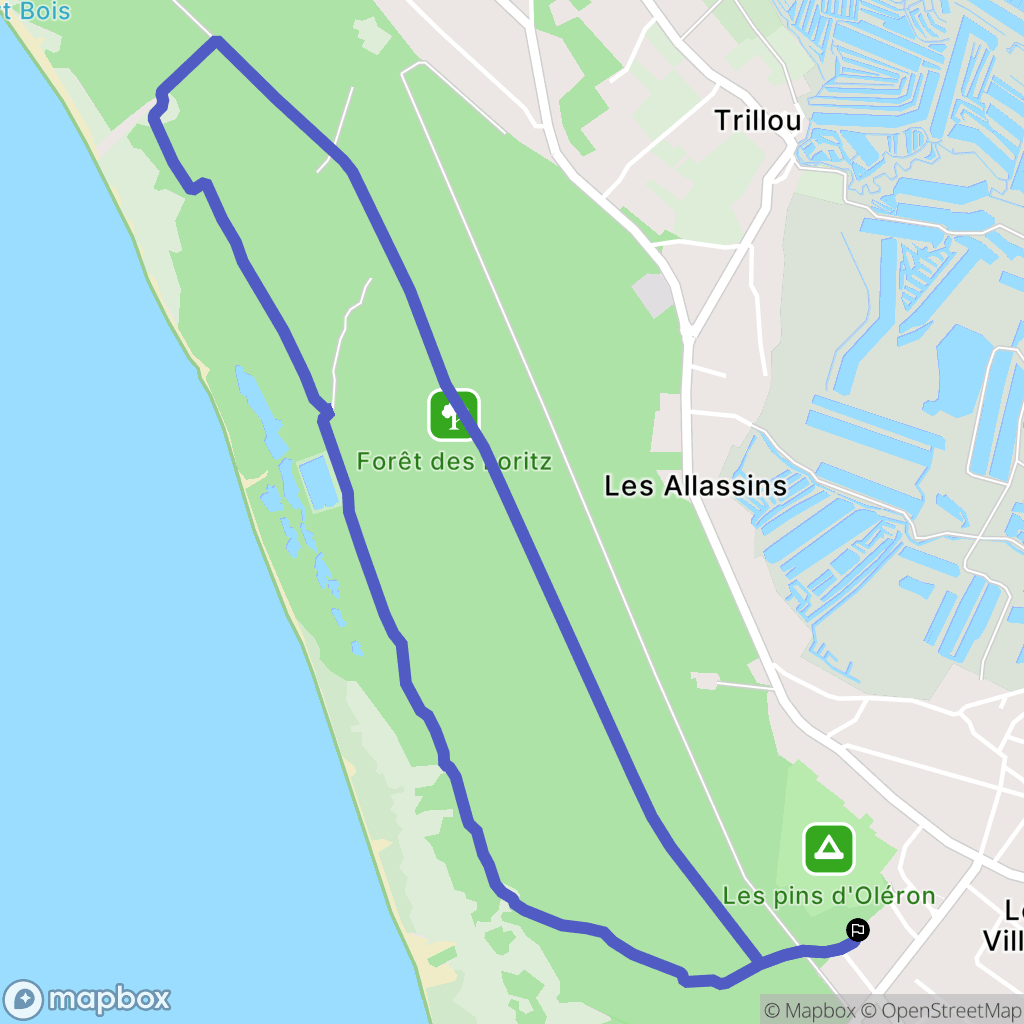 Le Grand-Village-Plage : carte du parcours de randonnée - France