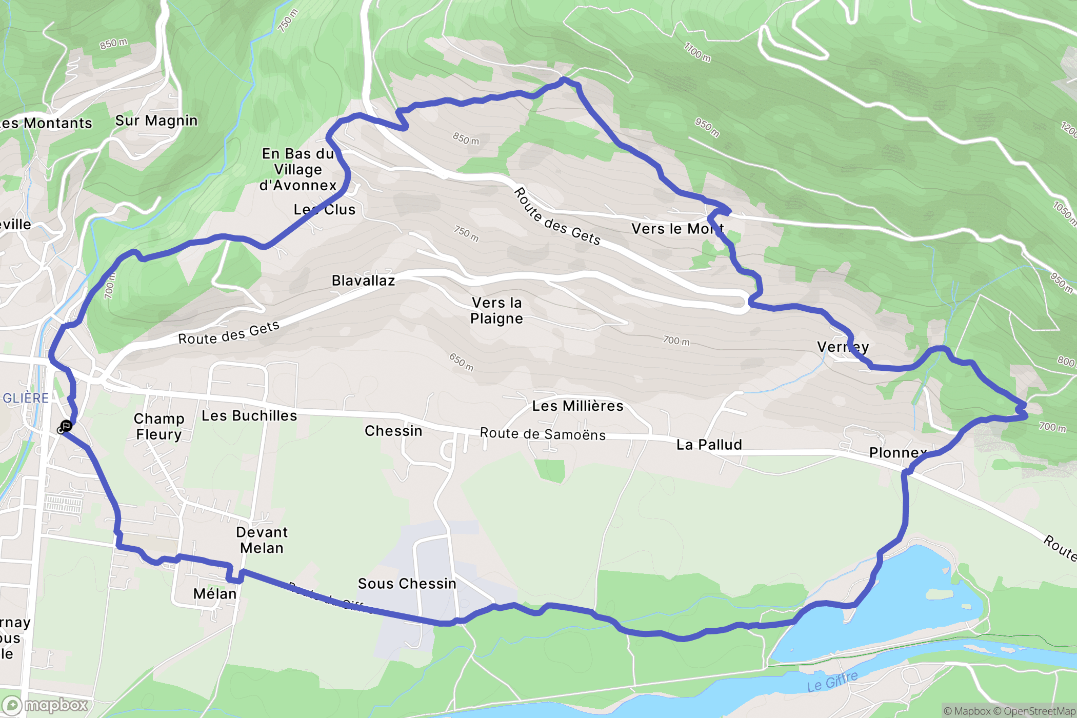 Taninges : carte du parcours de randonnée - France
