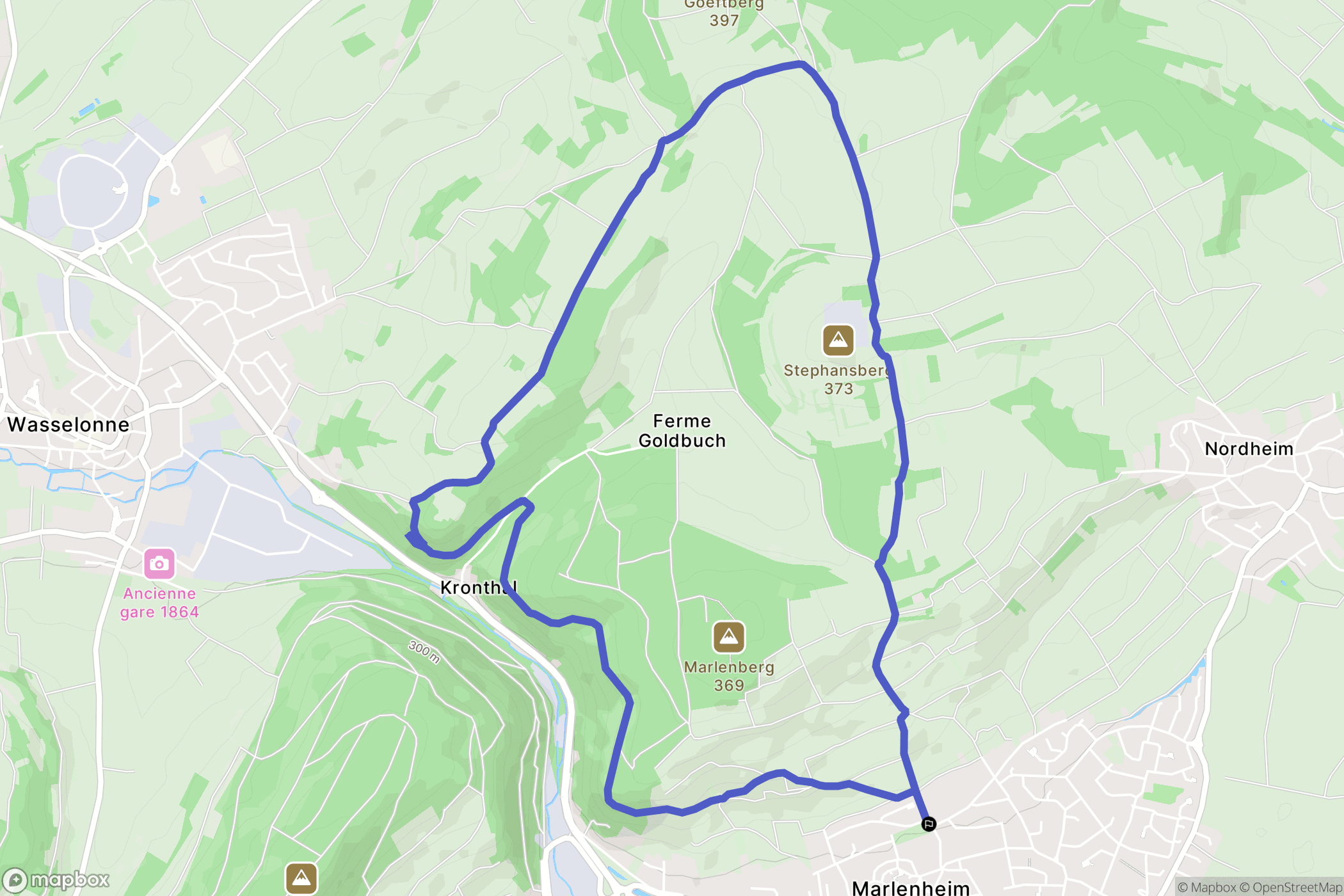 Marlenheim : carte du parcours de randonnée - France