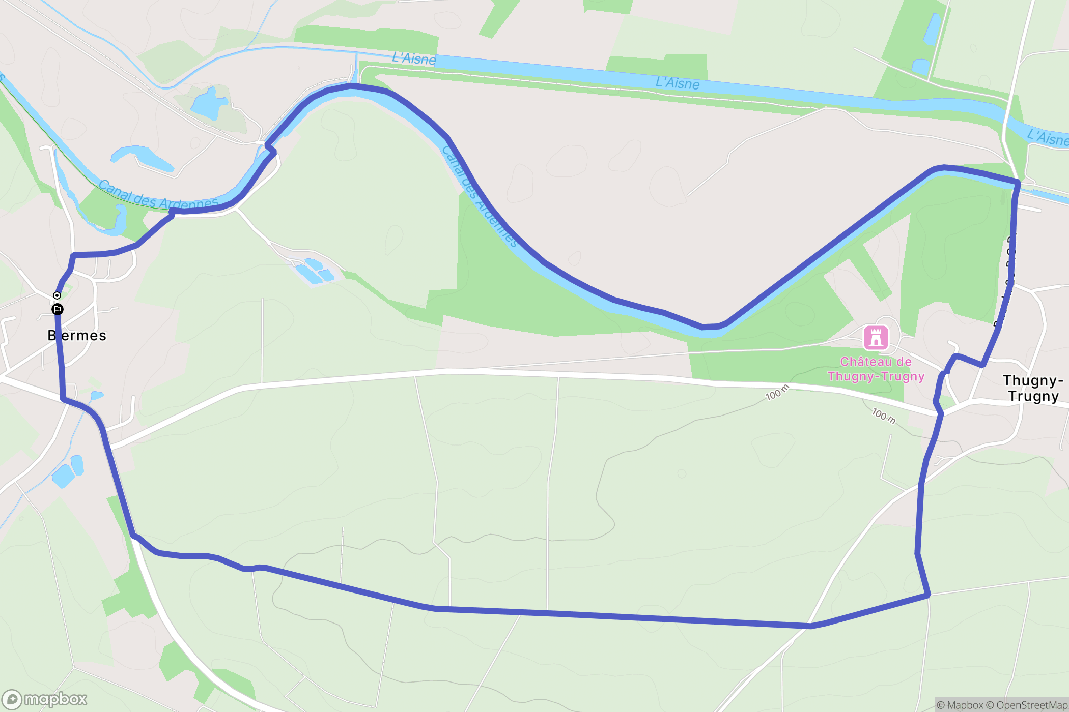 Biermes : carte du parcours de randonnée - France