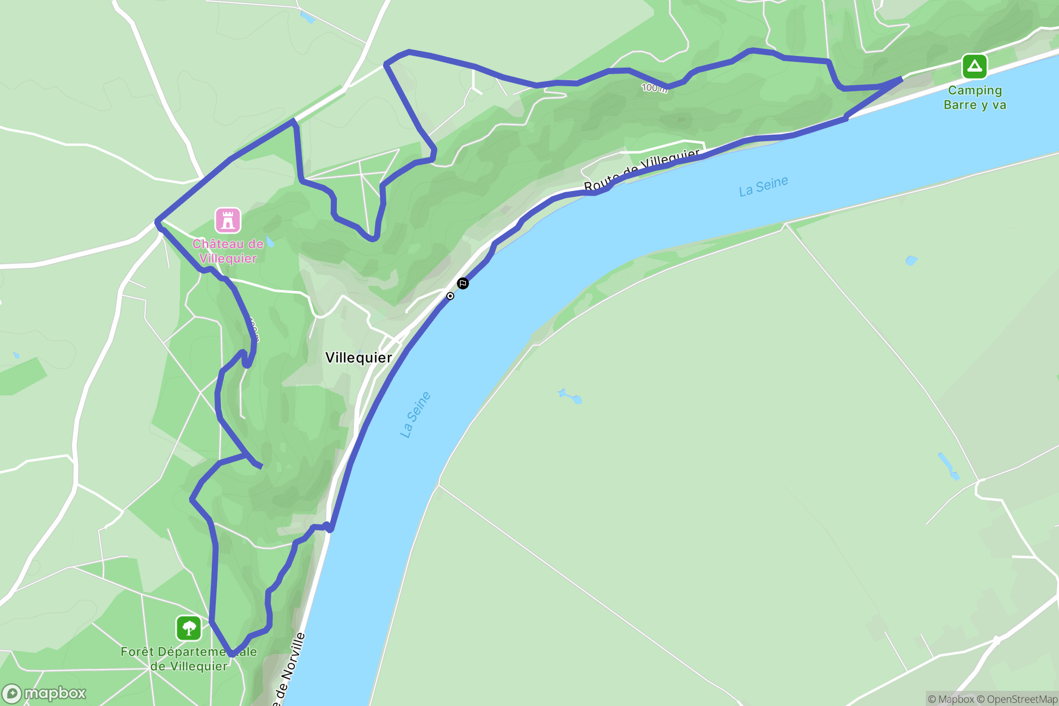 Rives-en-Seine : carte du parcours de randonnée - France