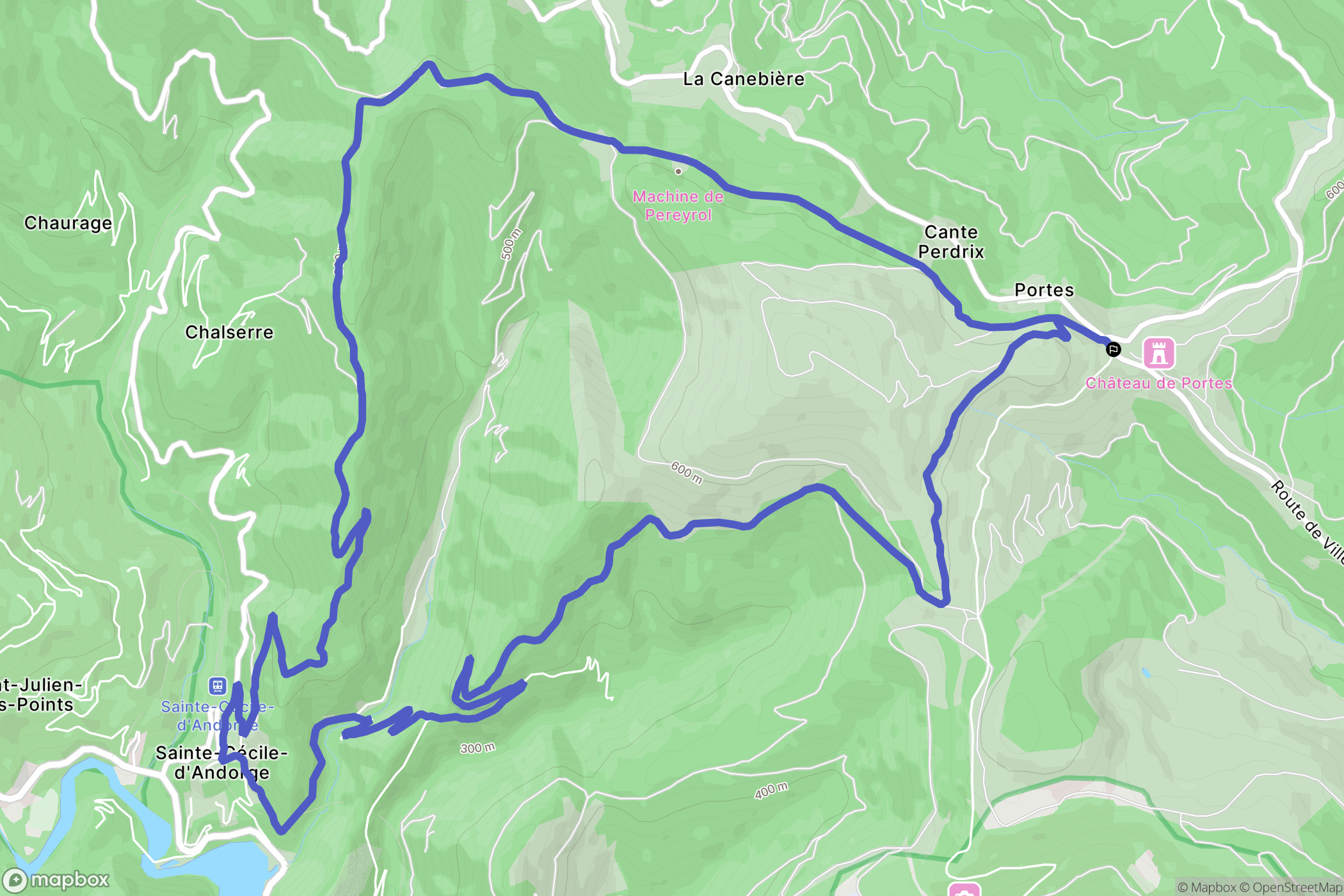 Portes : carte du parcours de randonnée - France