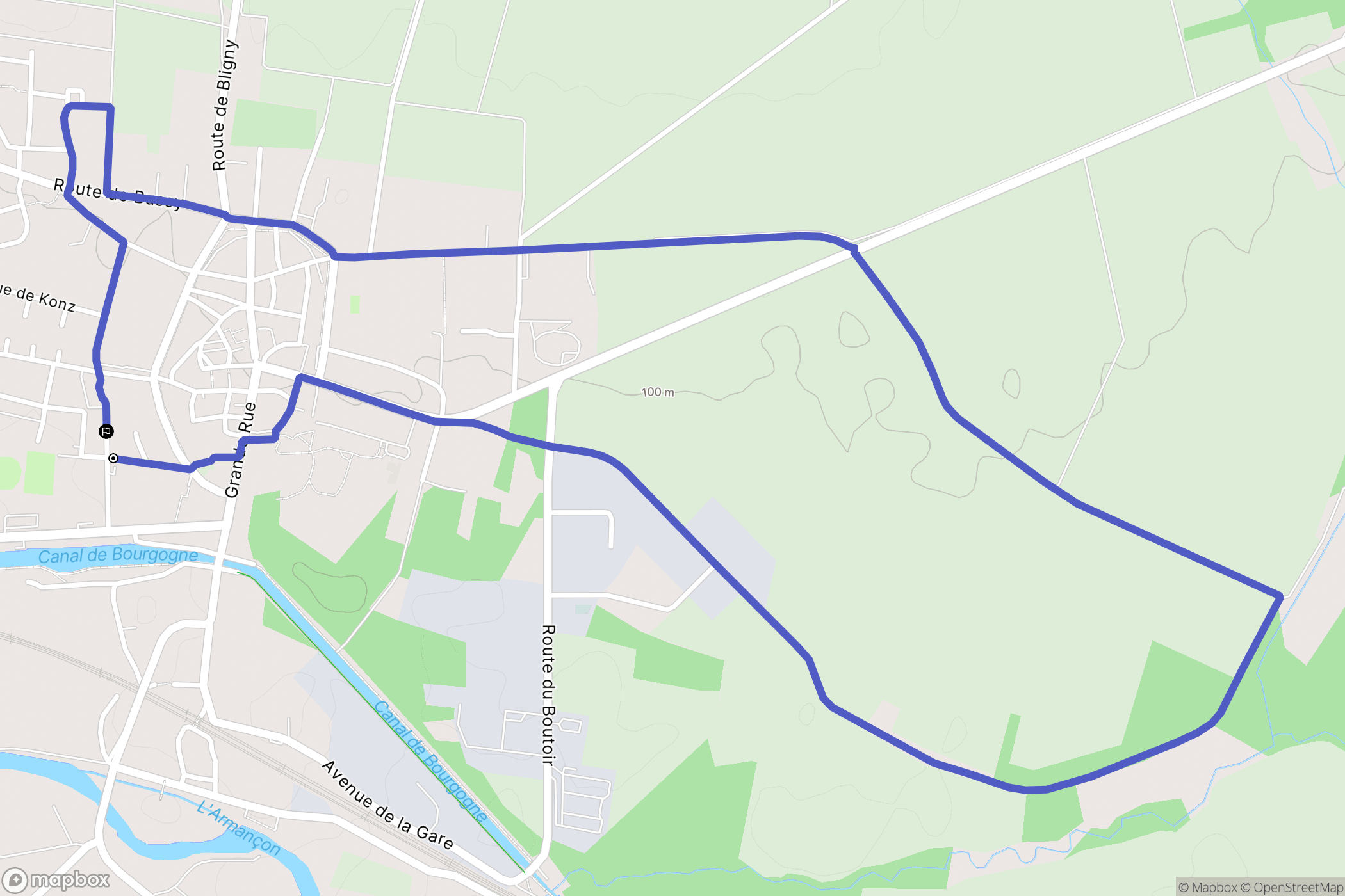 Brienon-sur-Armançon : carte du parcours de randonnée - France