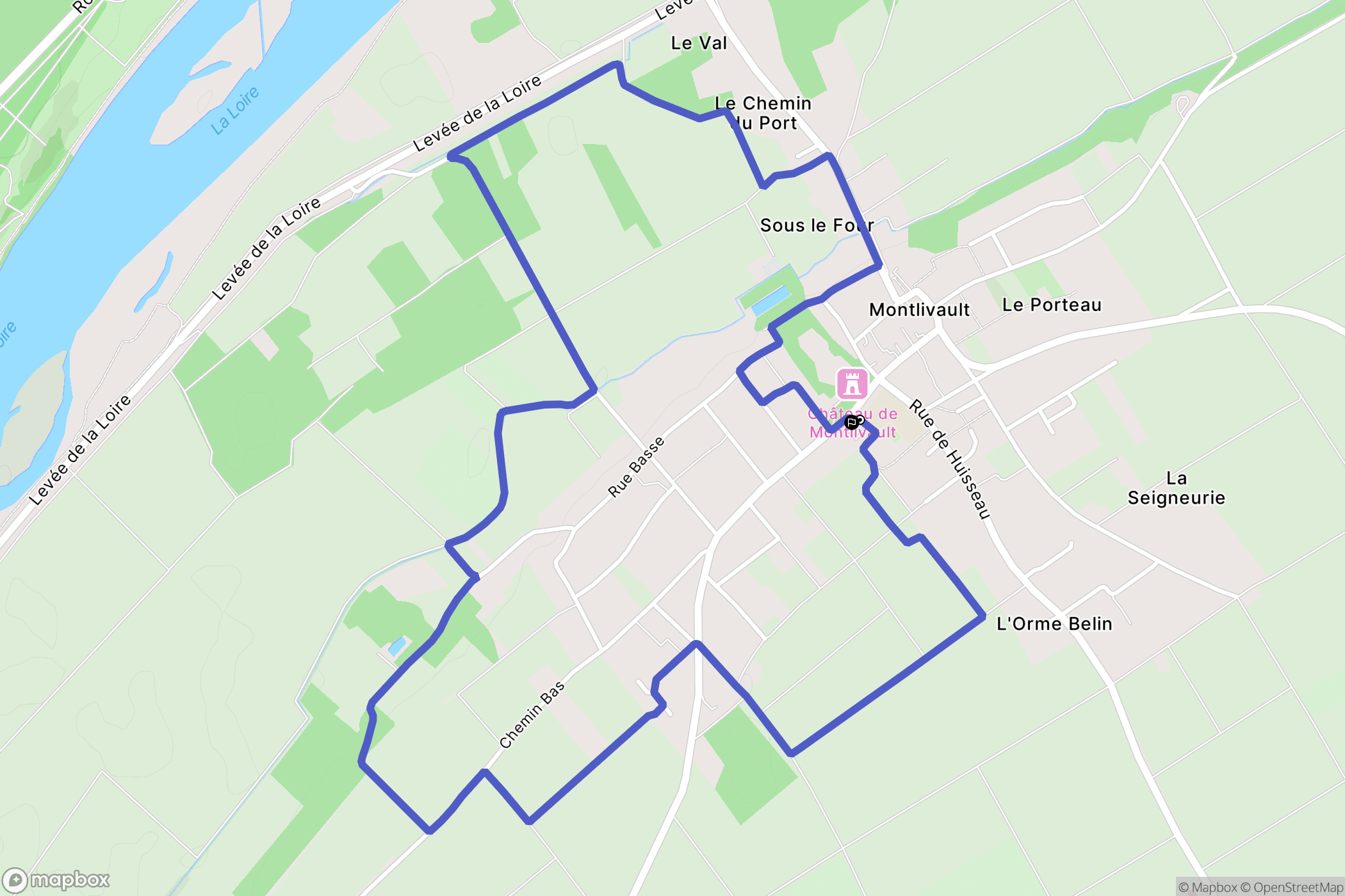 Montlivault : carte du parcours de randonnée - France