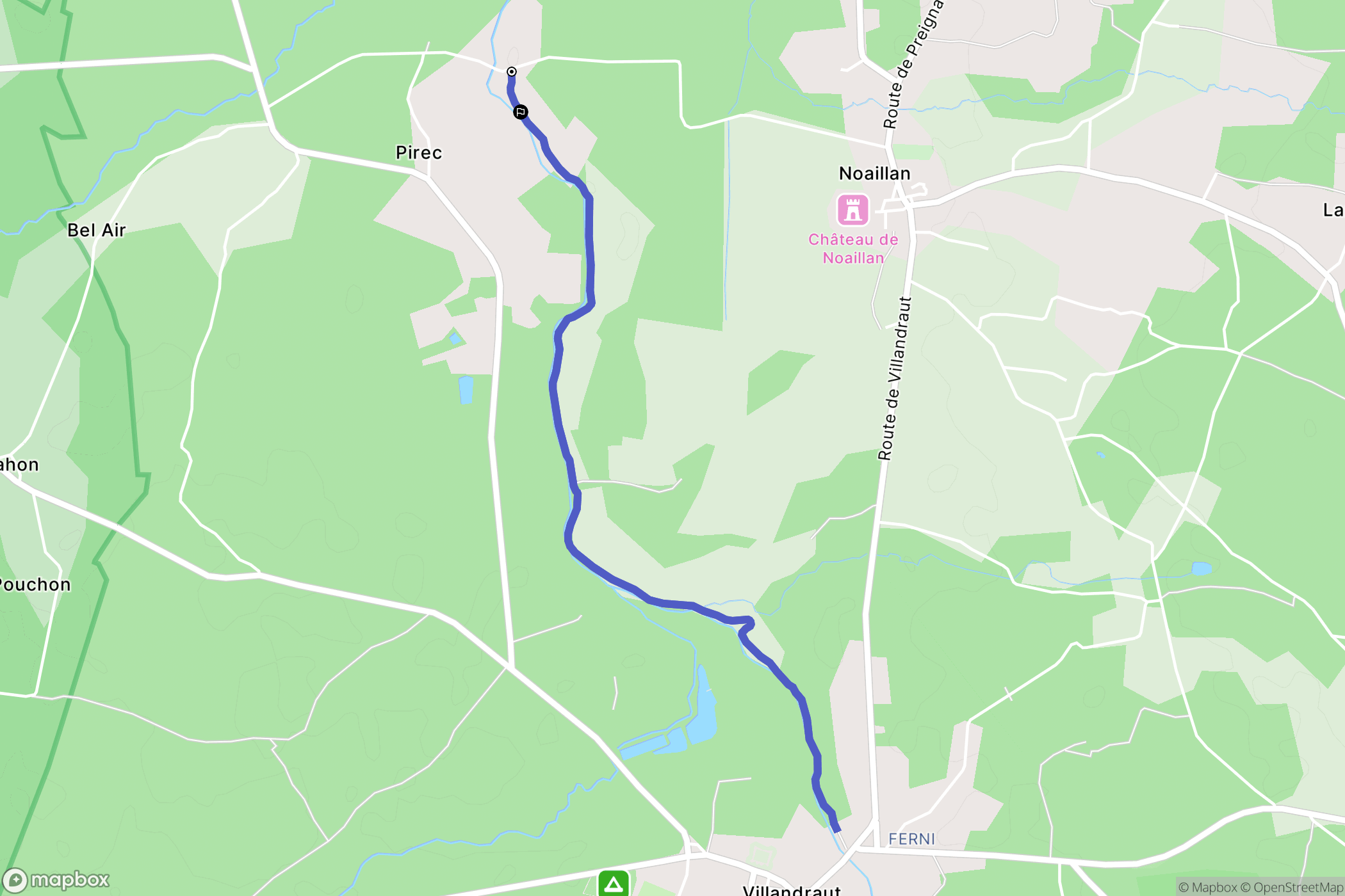 Noaillan : carte du parcours de randonnée - France