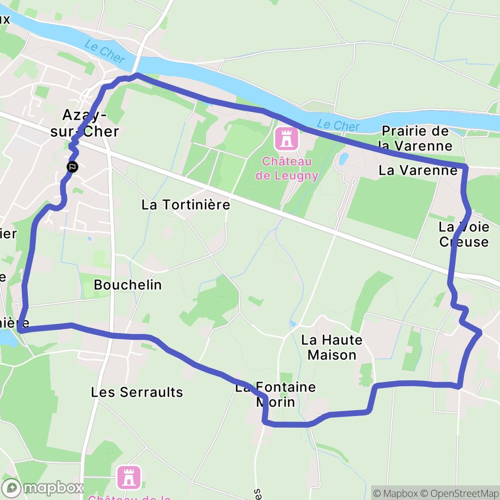 Azay-sur-Cher : carte du parcours de randonnée - France