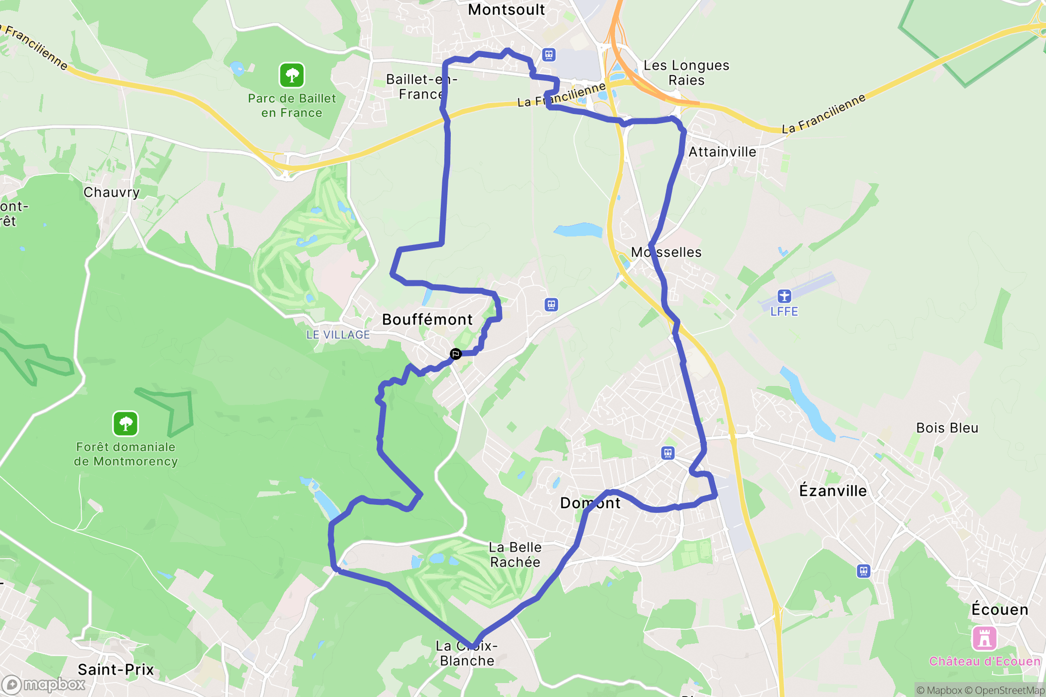 Bouffémont : carte du parcours de randonnée - France