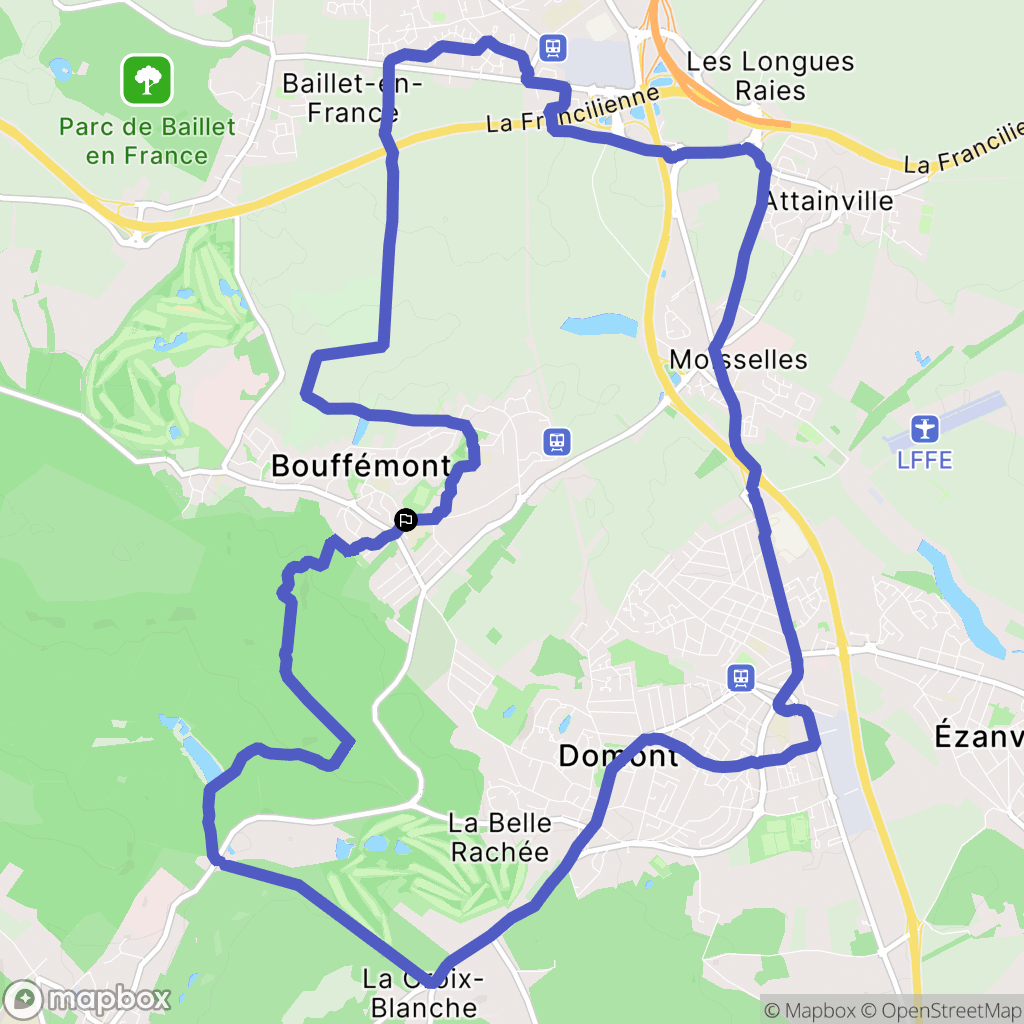 Bouffémont : carte du parcours de randonnée - France