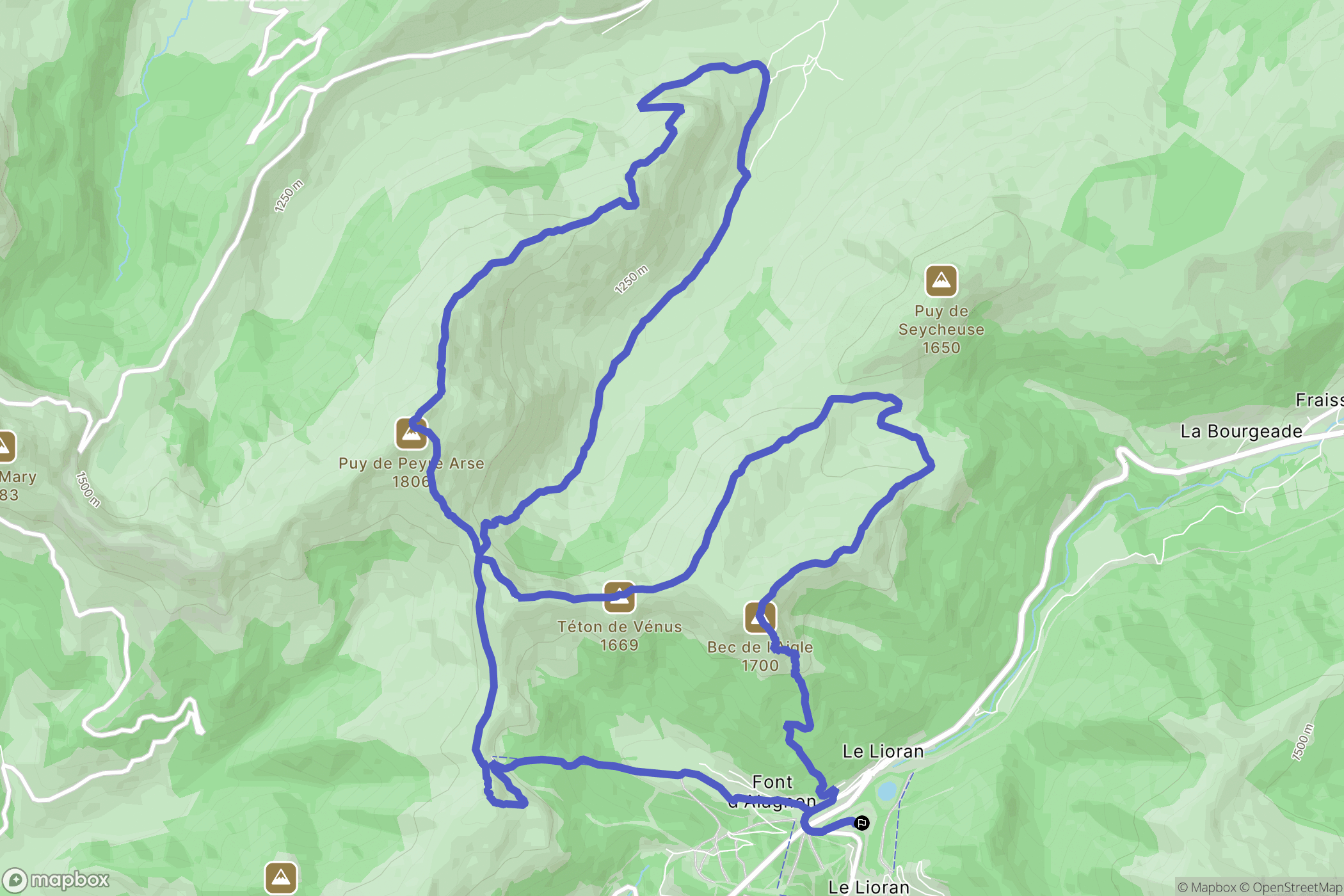 Laveissière : carte du parcours de randonnée - France