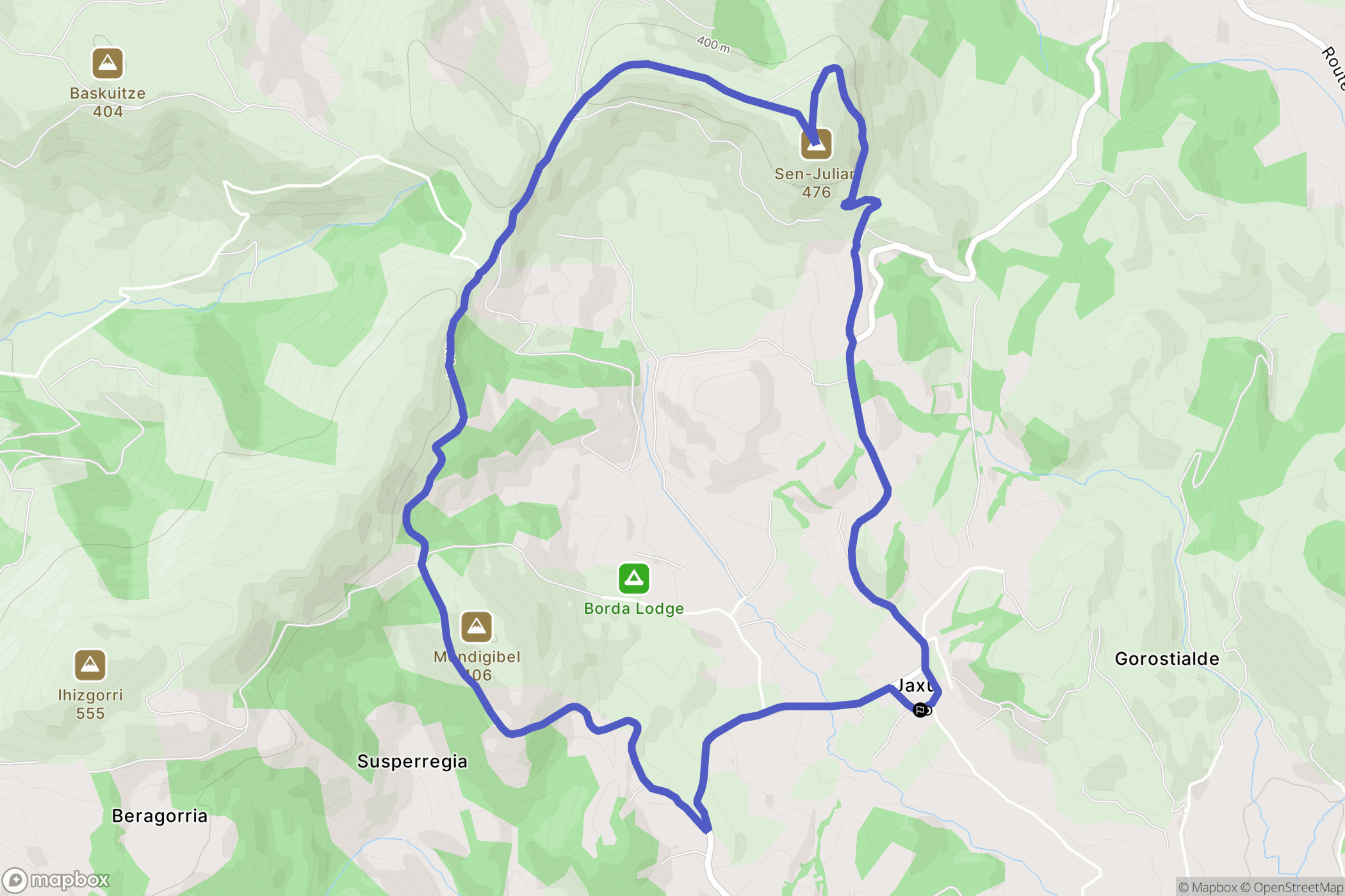 Jaxu : carte du parcours de randonnée - France