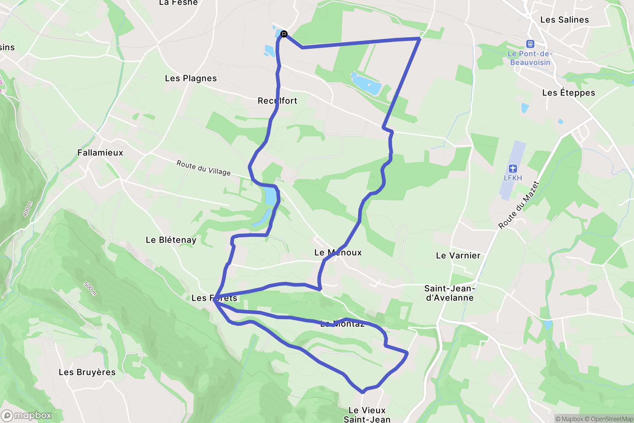 Le Pont-de-Beauvoisin : carte du parcours de randonnée - France