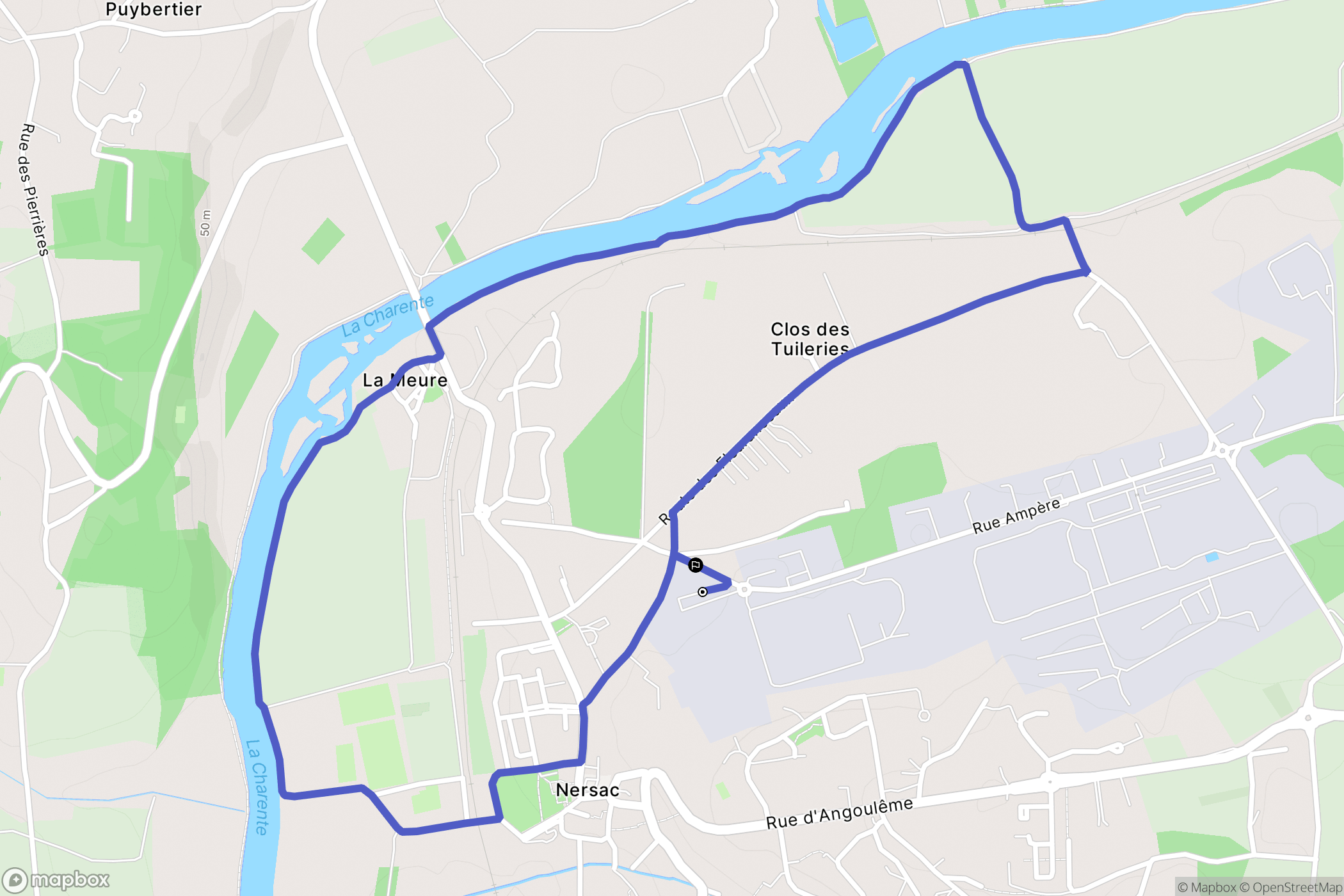 Nersac : carte du parcours de randonnée - France