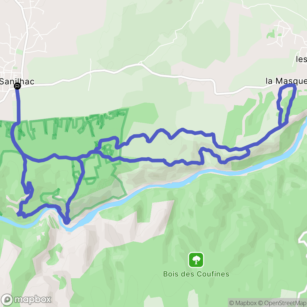 Sanilhac-Sagriès : carte du parcours de randonnée - France