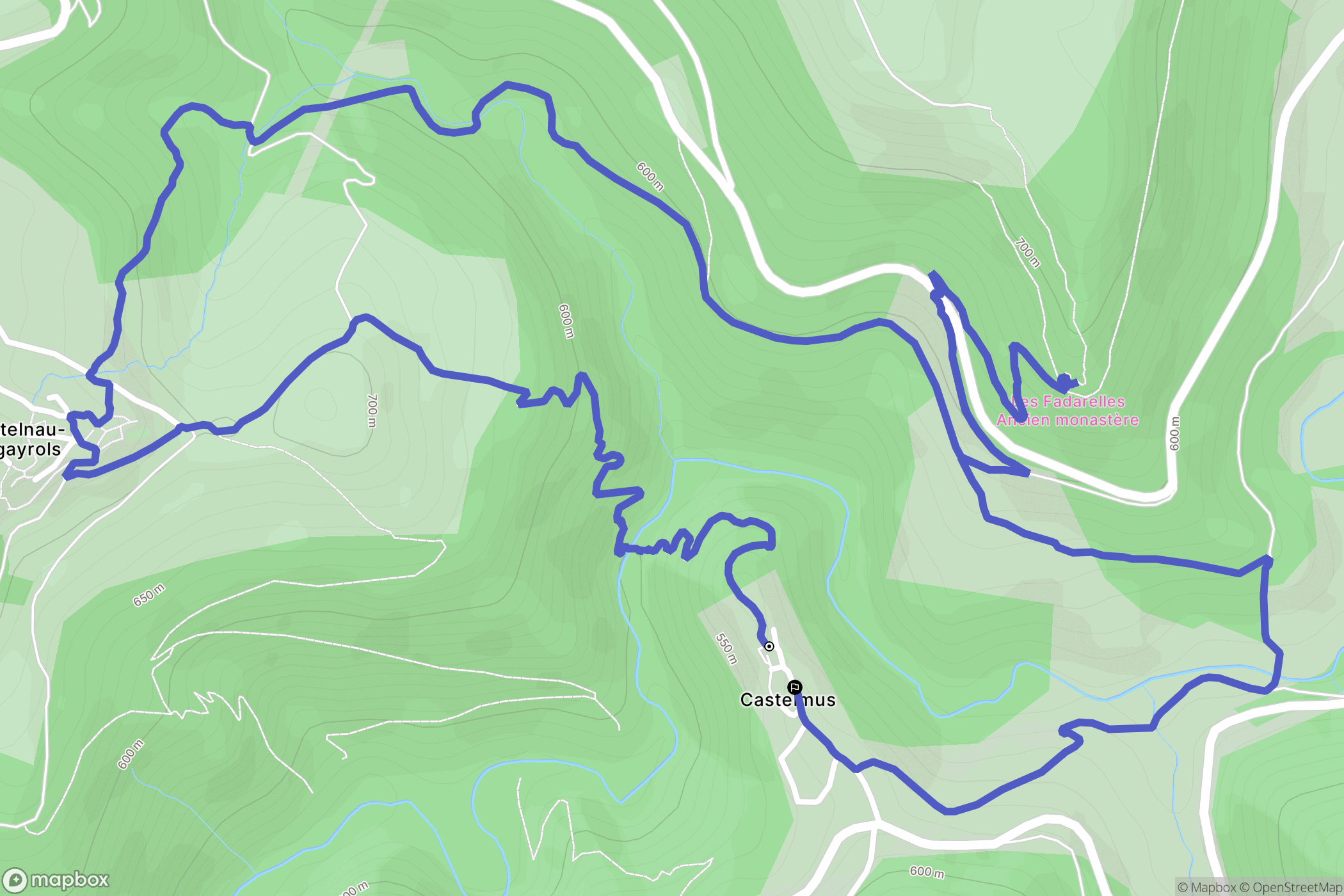 Castelnau-Pégayrols : carte du parcours de randonnée - France