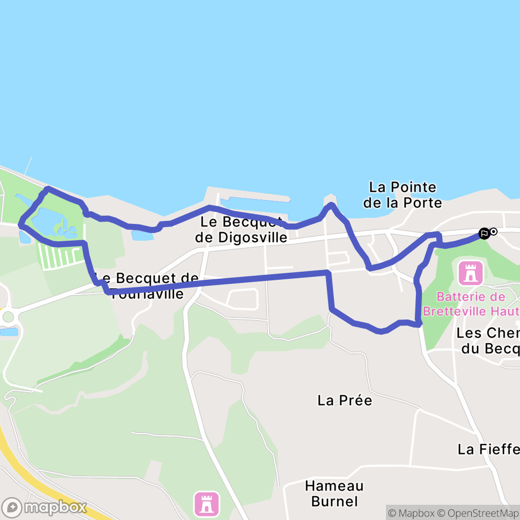 Digosville : carte du parcours de randonnée - France