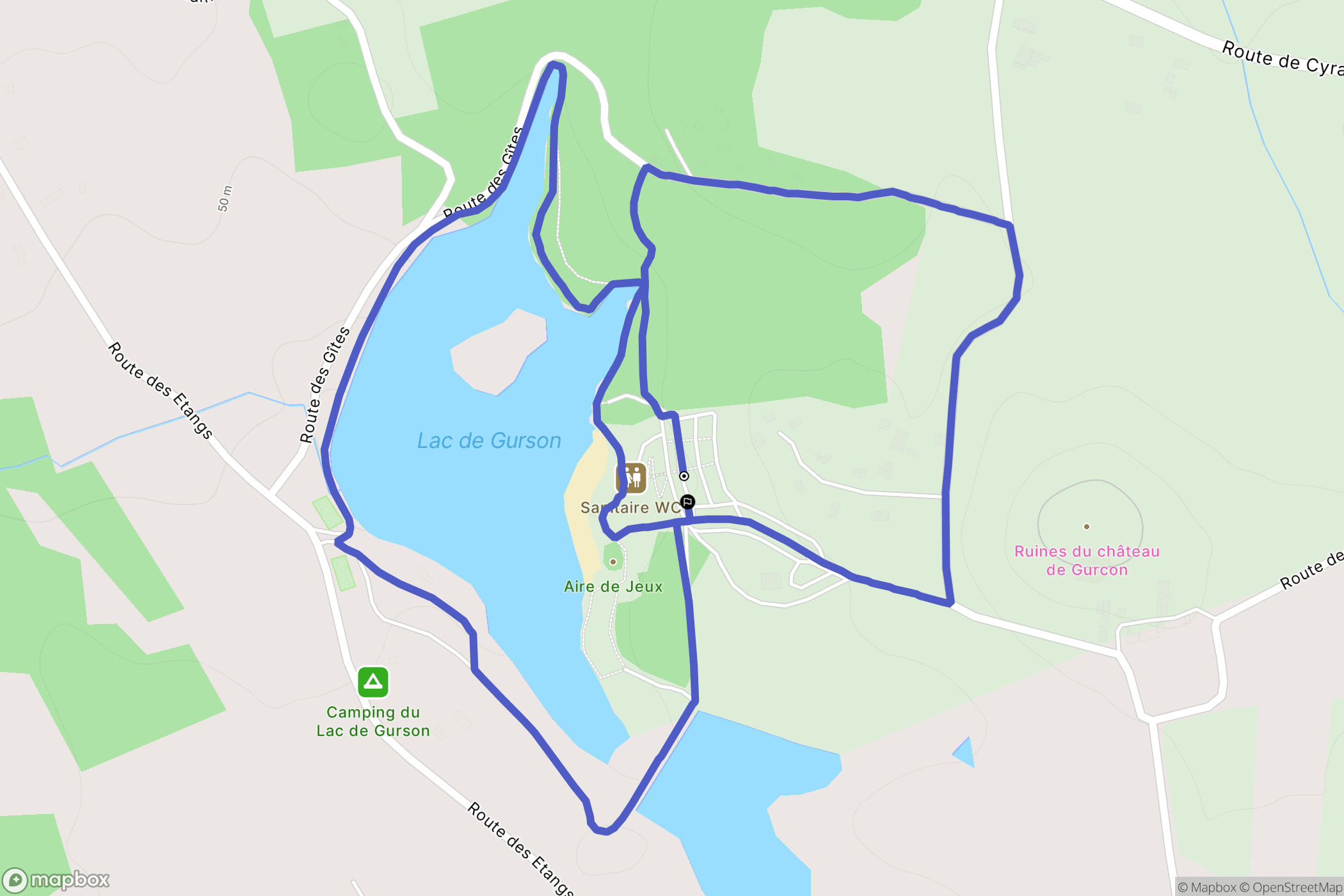 Carsac-de-Gurson : carte du parcours de randonnée - France