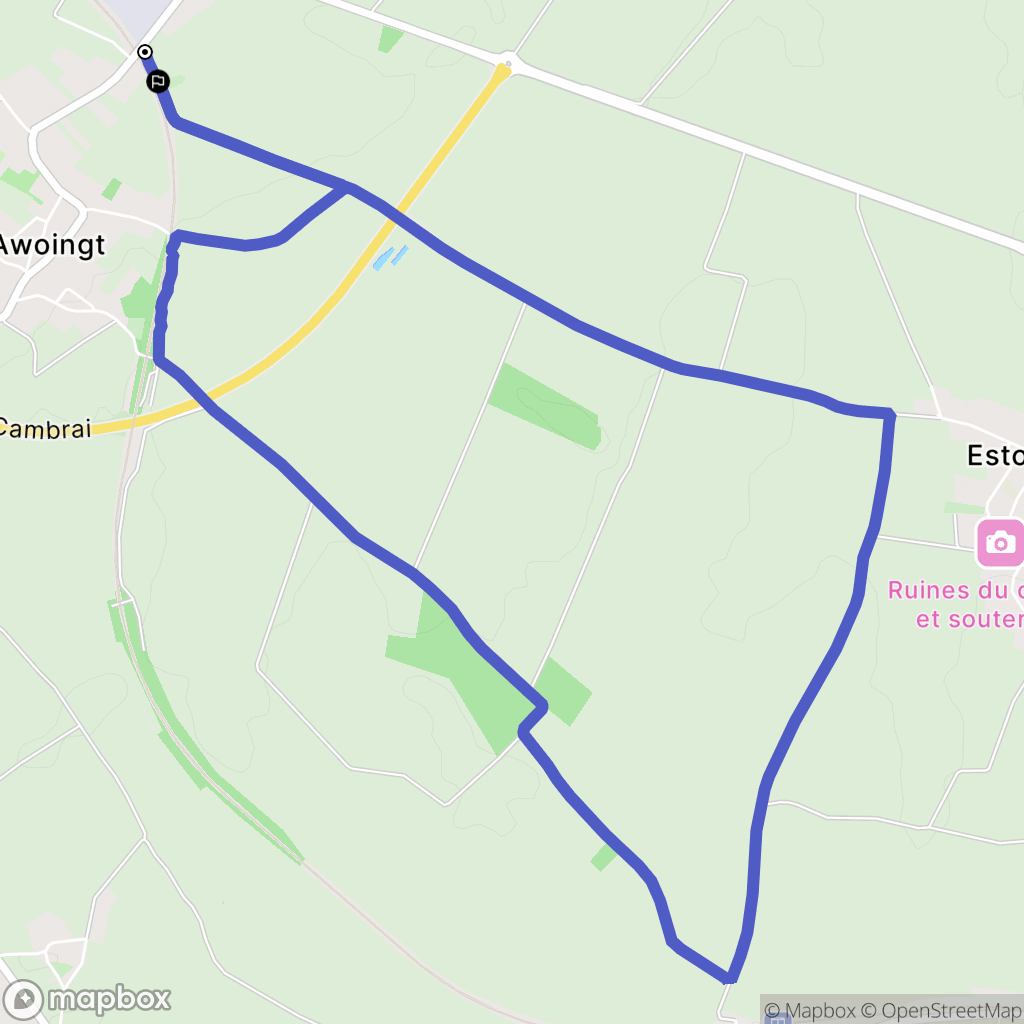 Awoingt : carte du parcours de randonnée - France
