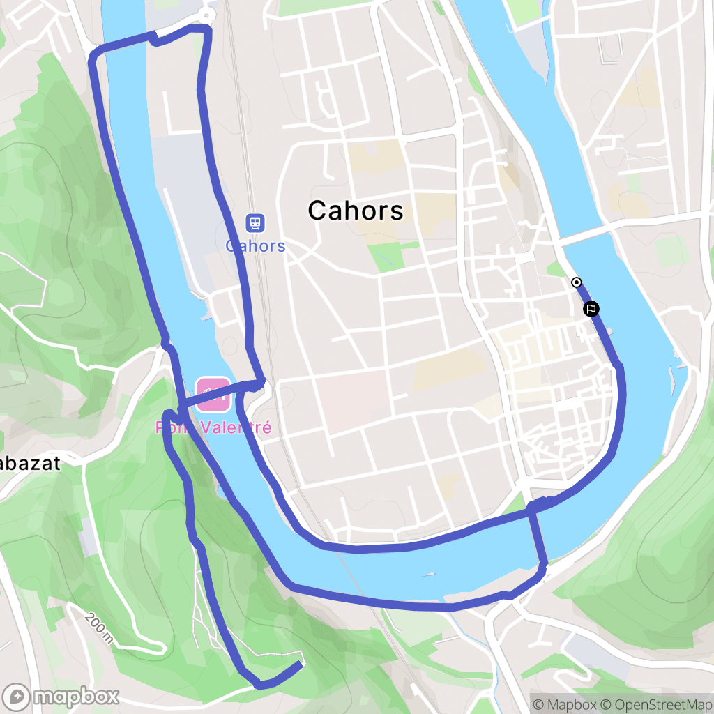 Cahors : carte du parcours de randonnée - France