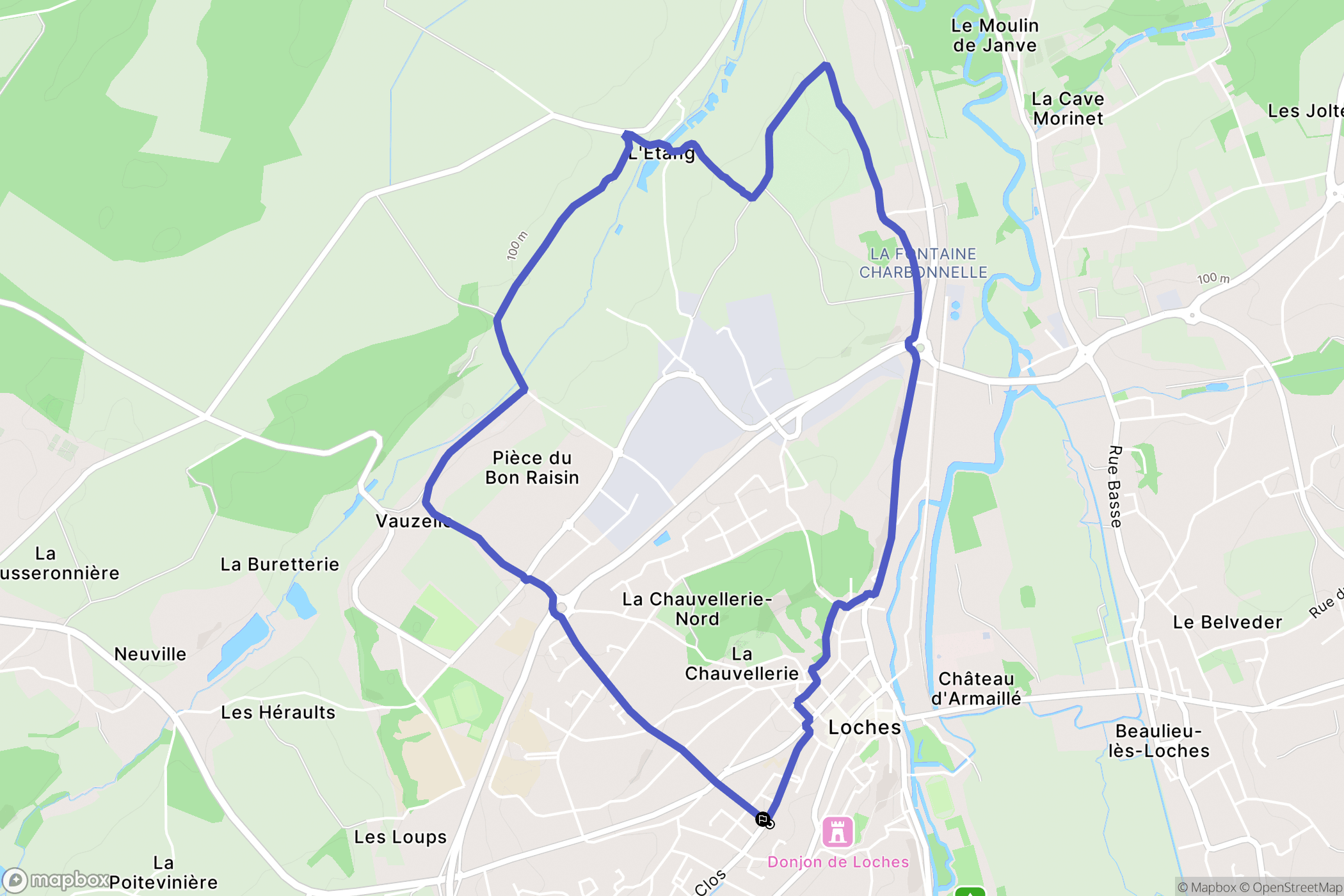 Loches : carte du parcours de randonnée - France