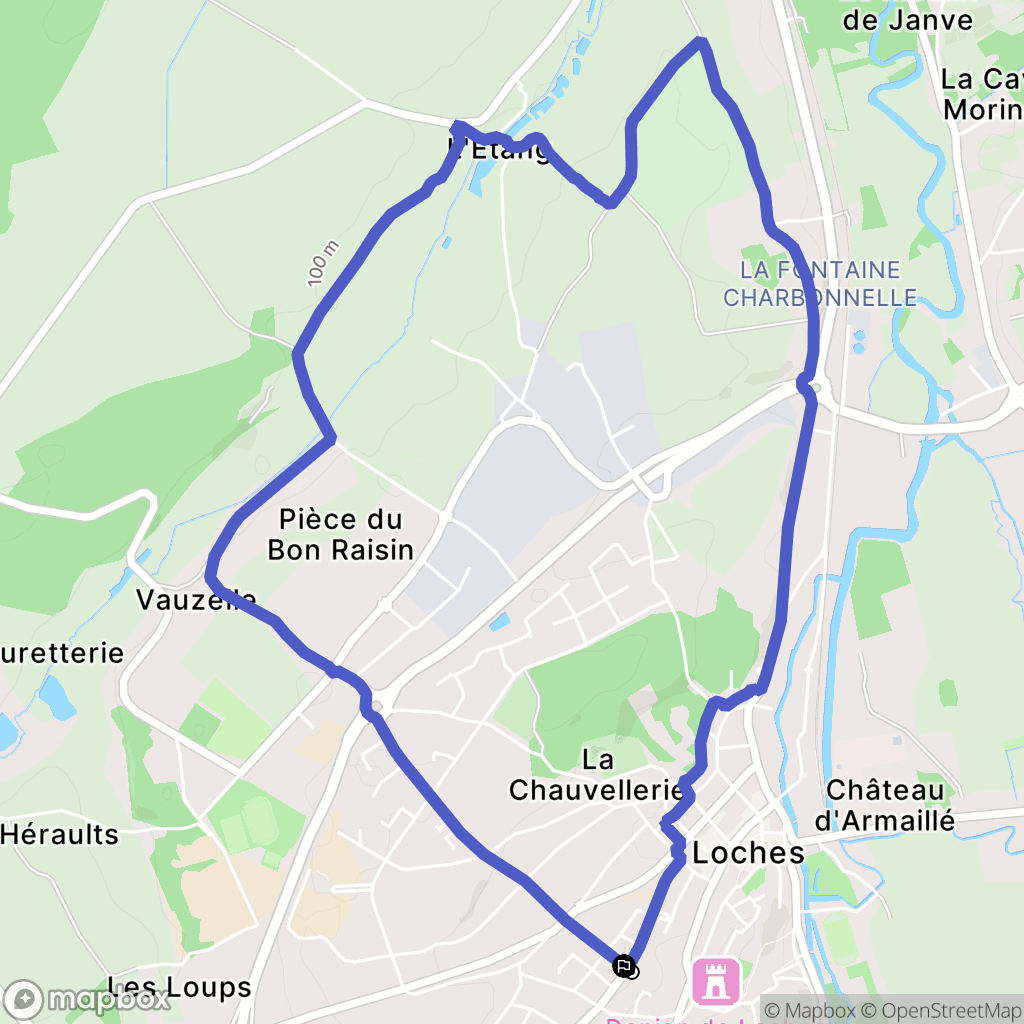 Loches : carte du parcours de randonnée - France