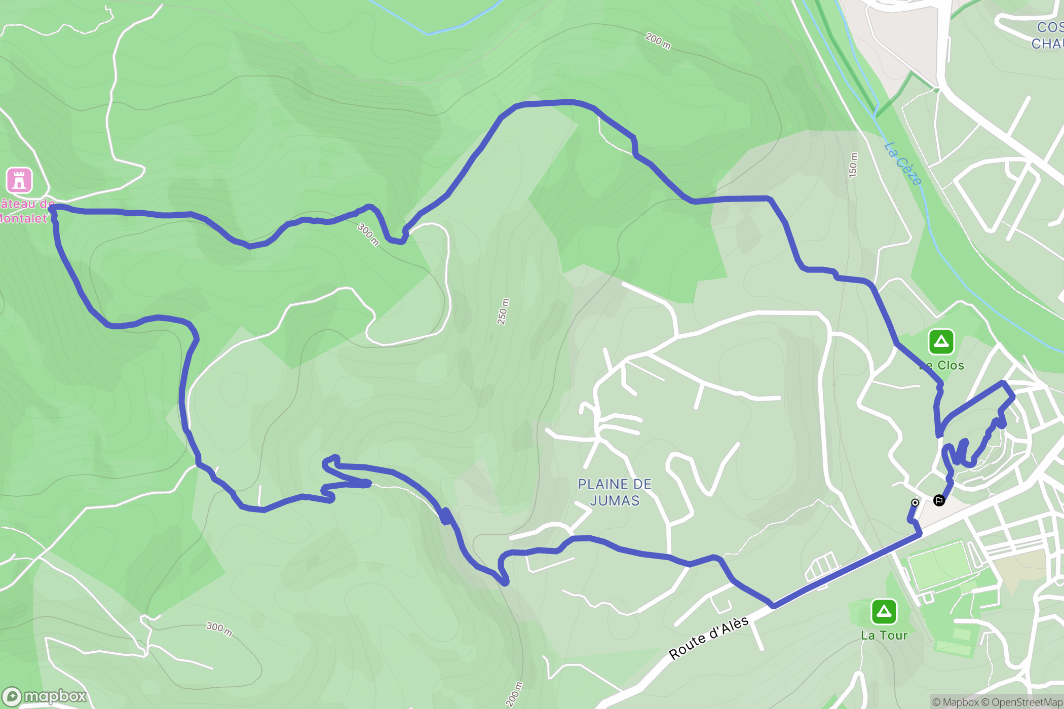 Saint-Ambroix : carte du parcours de randonnée - France