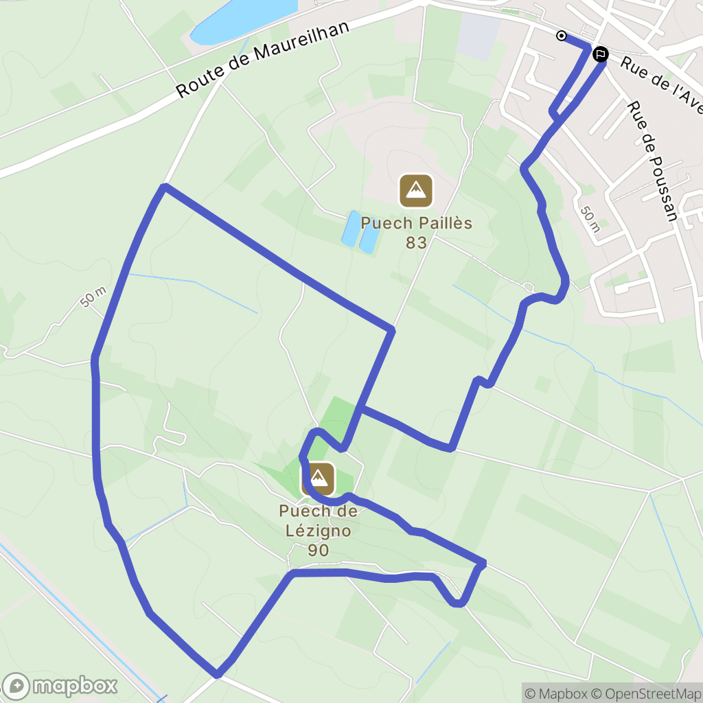 Maraussan : carte du parcours de randonnée - France