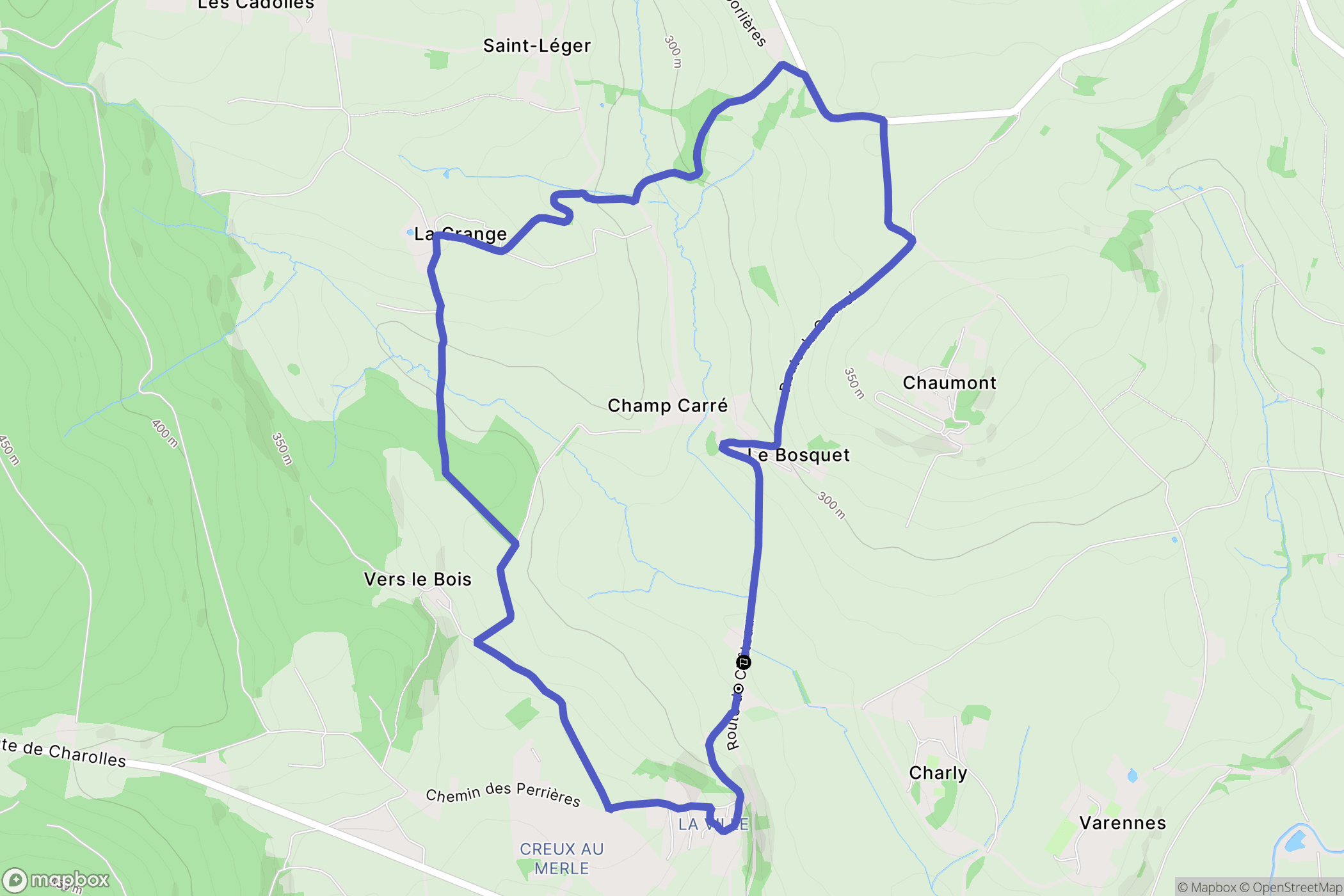 Mazille : carte du parcours de randonnée - France