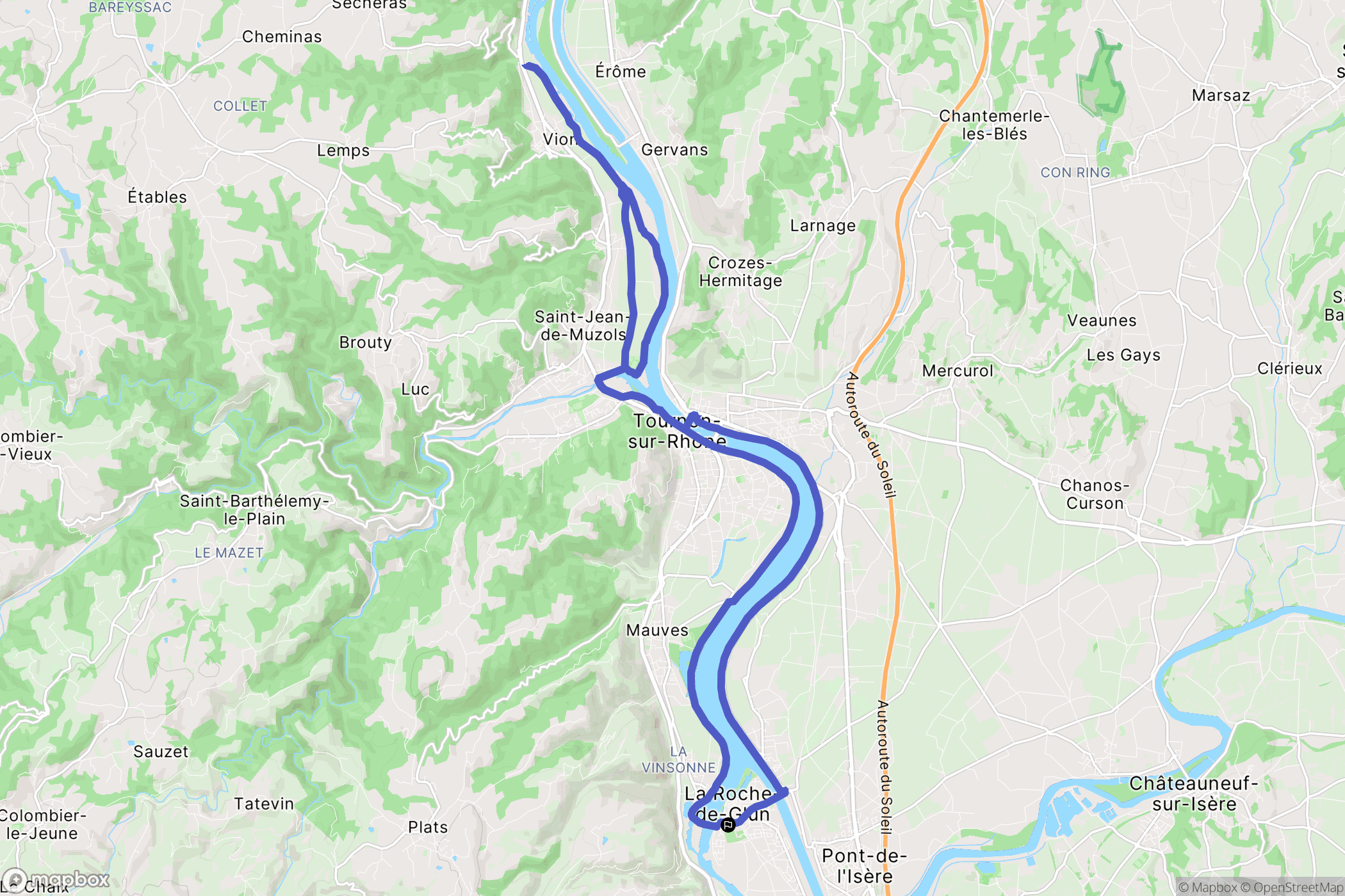 La Roche-de-Glun : carte du parcours de randonnée - France