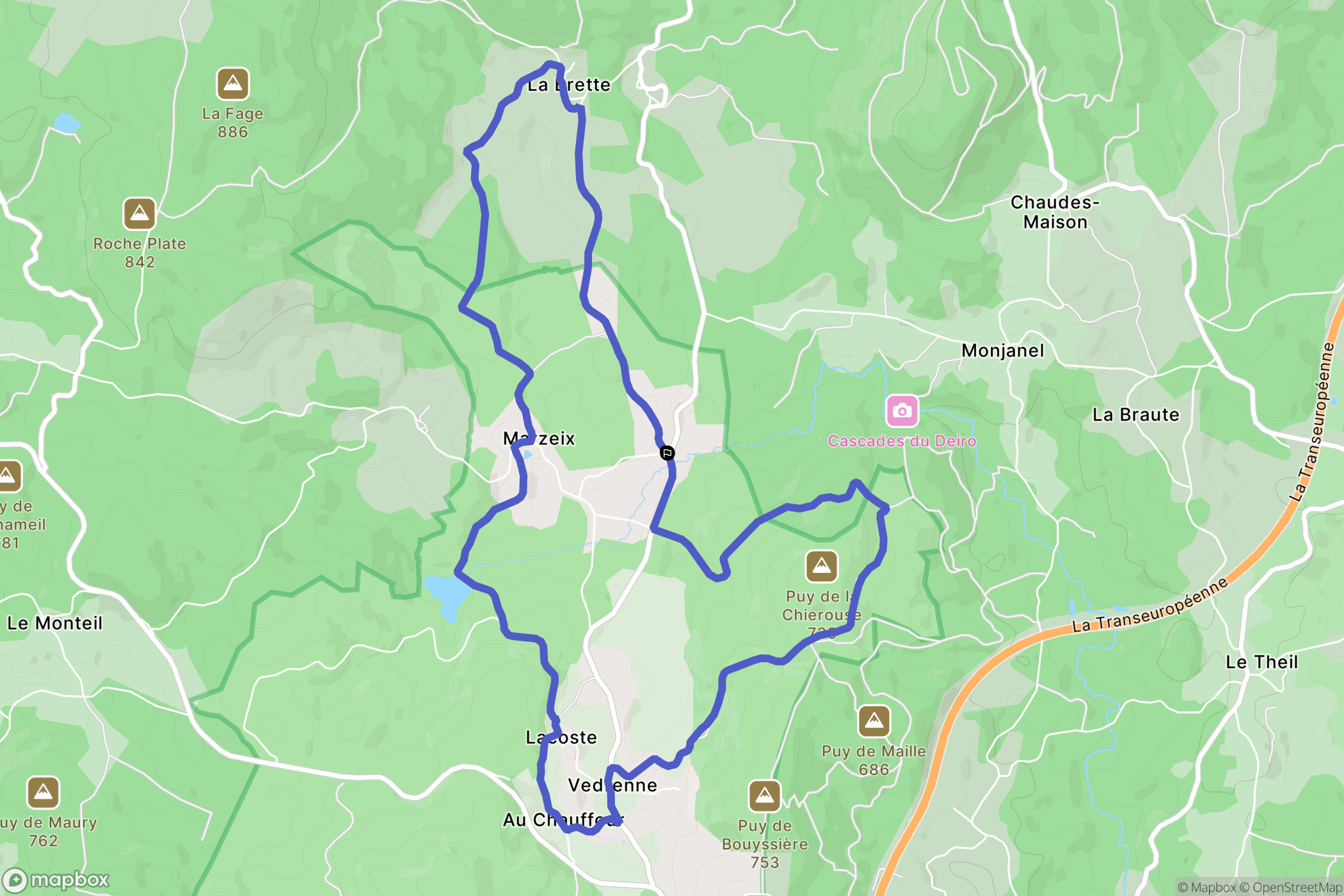 Égletons : carte du parcours de randonnée - France