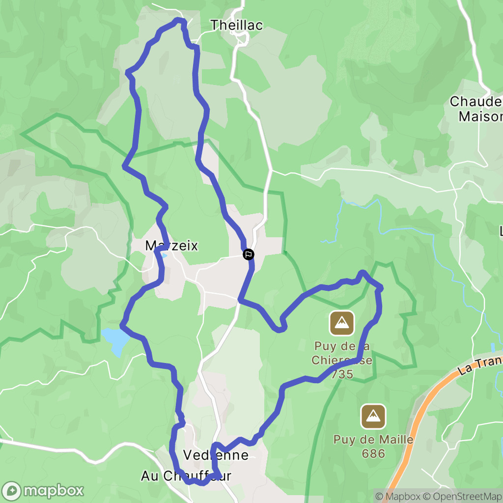 Égletons : carte du parcours de randonnée - France